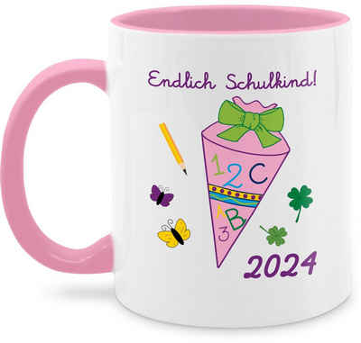 Shirtracer Tasse Endlich Schulkind 2024 Mädchen, Keramik, Einschulung Geschenk Tasse