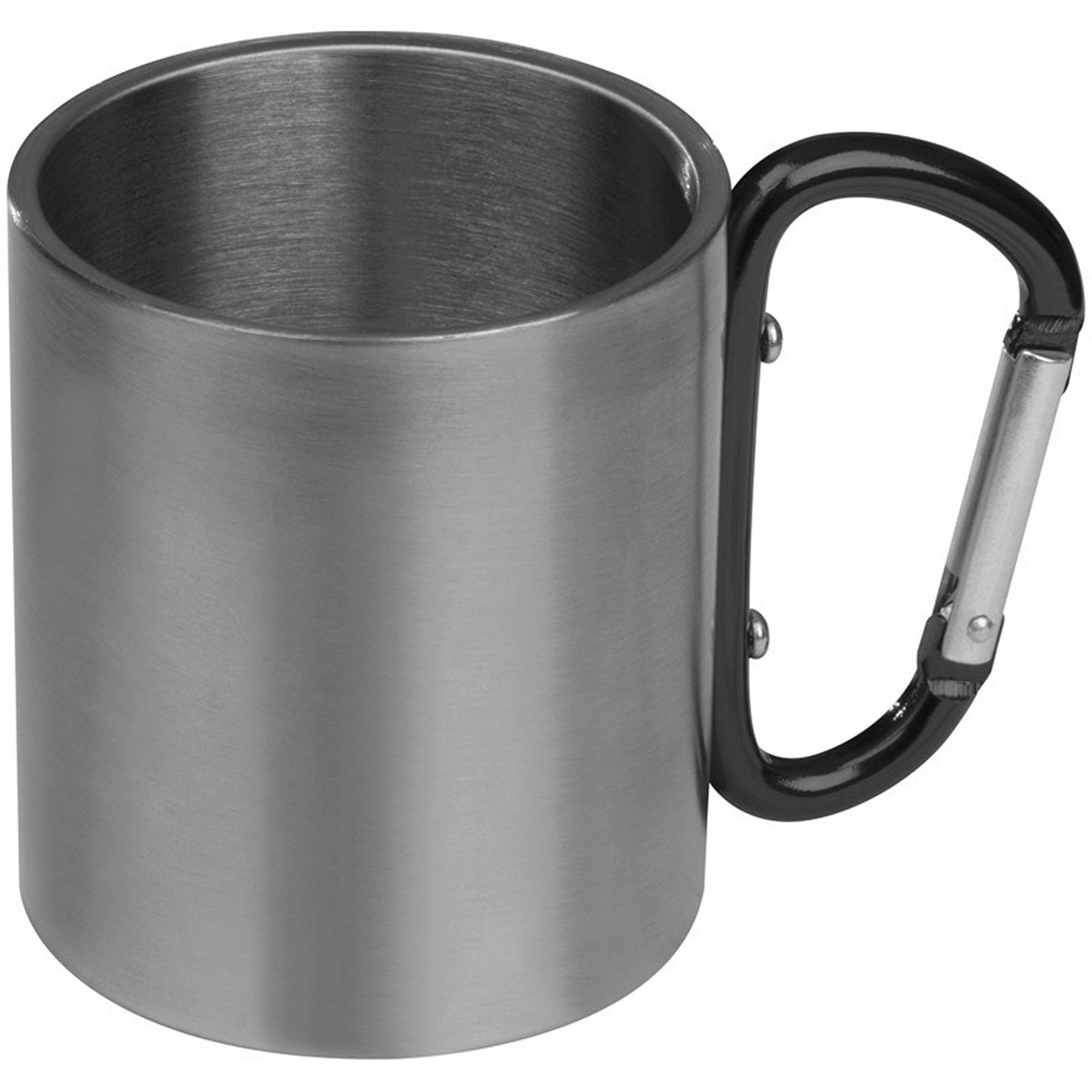 Macma Tasse Doppelwandige Tasse aus Edelstahl mit Karabinerhaken / Farbe: silber-s