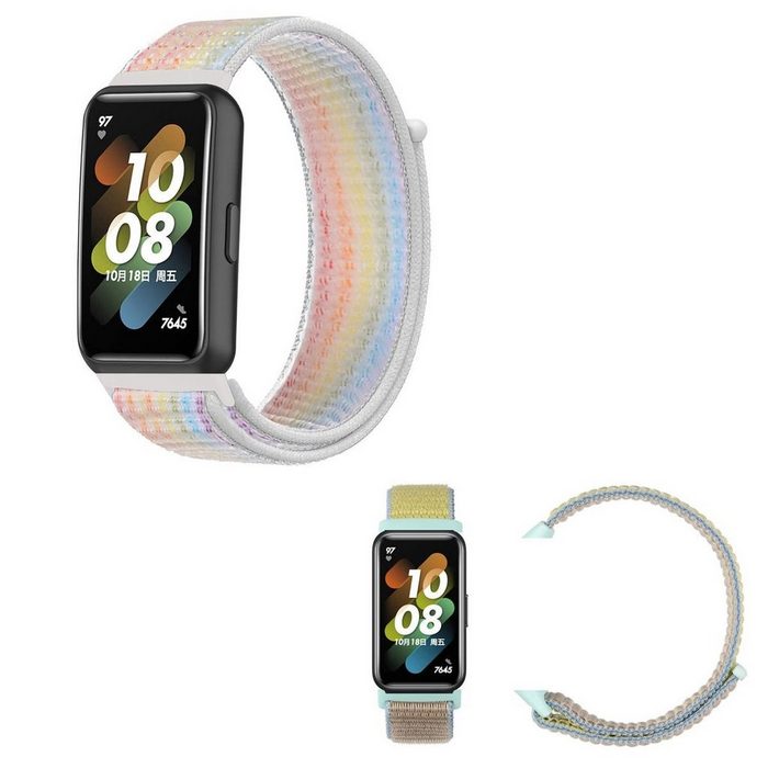 Wigento Smartwatch-Armband Für Huawei Band 7 / Honor Band 7 Uhr Watch Nylon Klettverschluss Armband Ersatz Sport Arm Band Muster 15