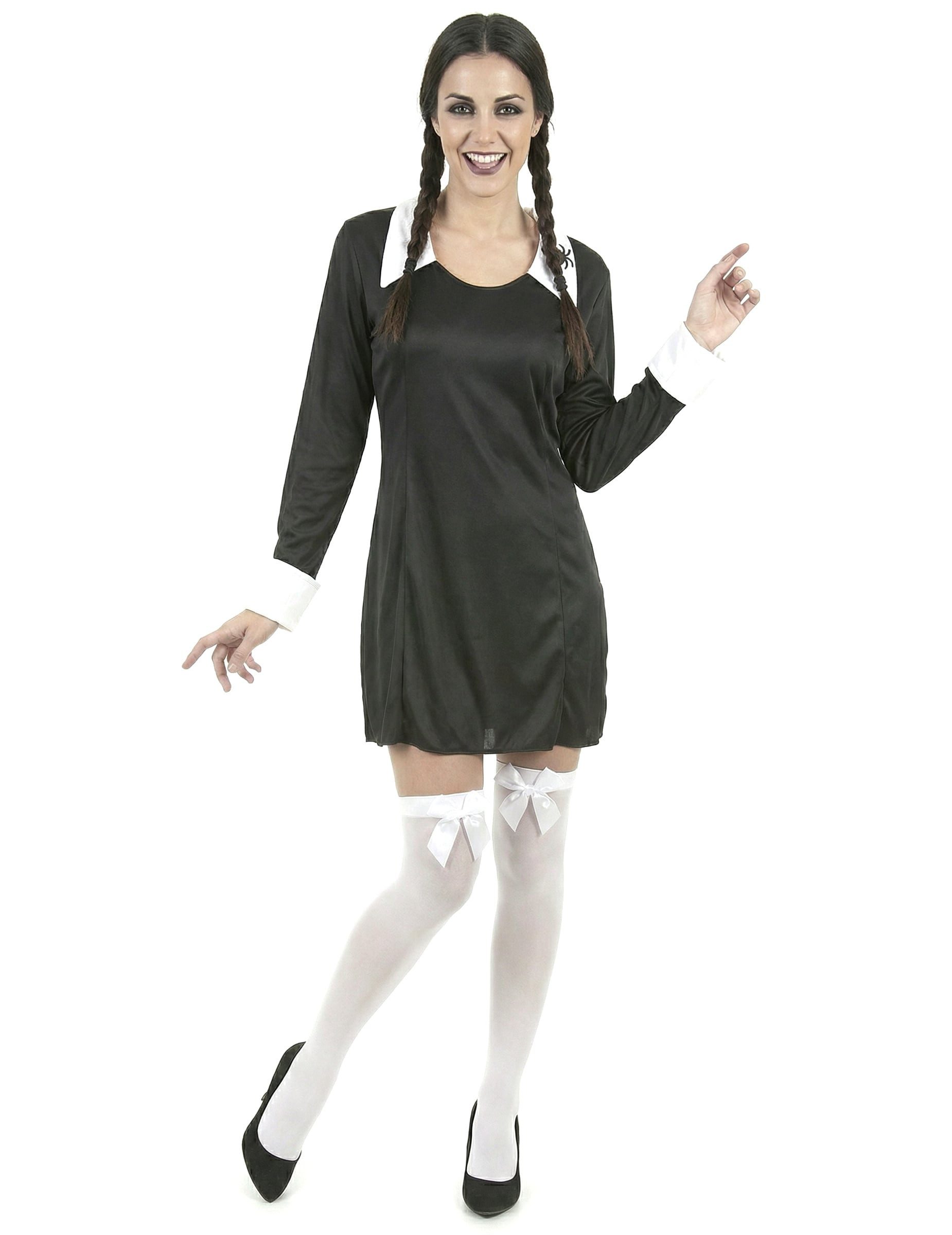 JADEO Kostüm Gruseliges Schulmädchen Halloween-Damenkostüm schwarz-weiss