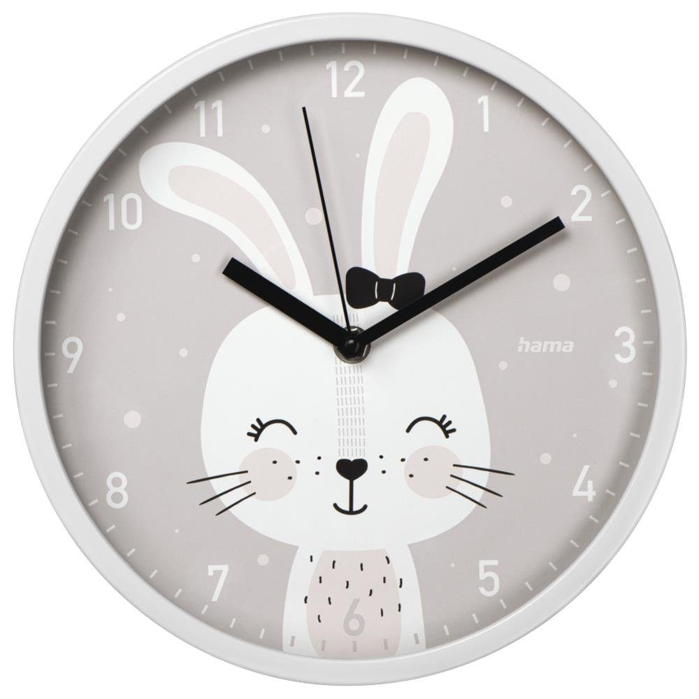 Hama Wanduhr Lovely Bunny (Kinder Wanduhr 25 cm Analog Hasenmotiv Ziffernblatt)