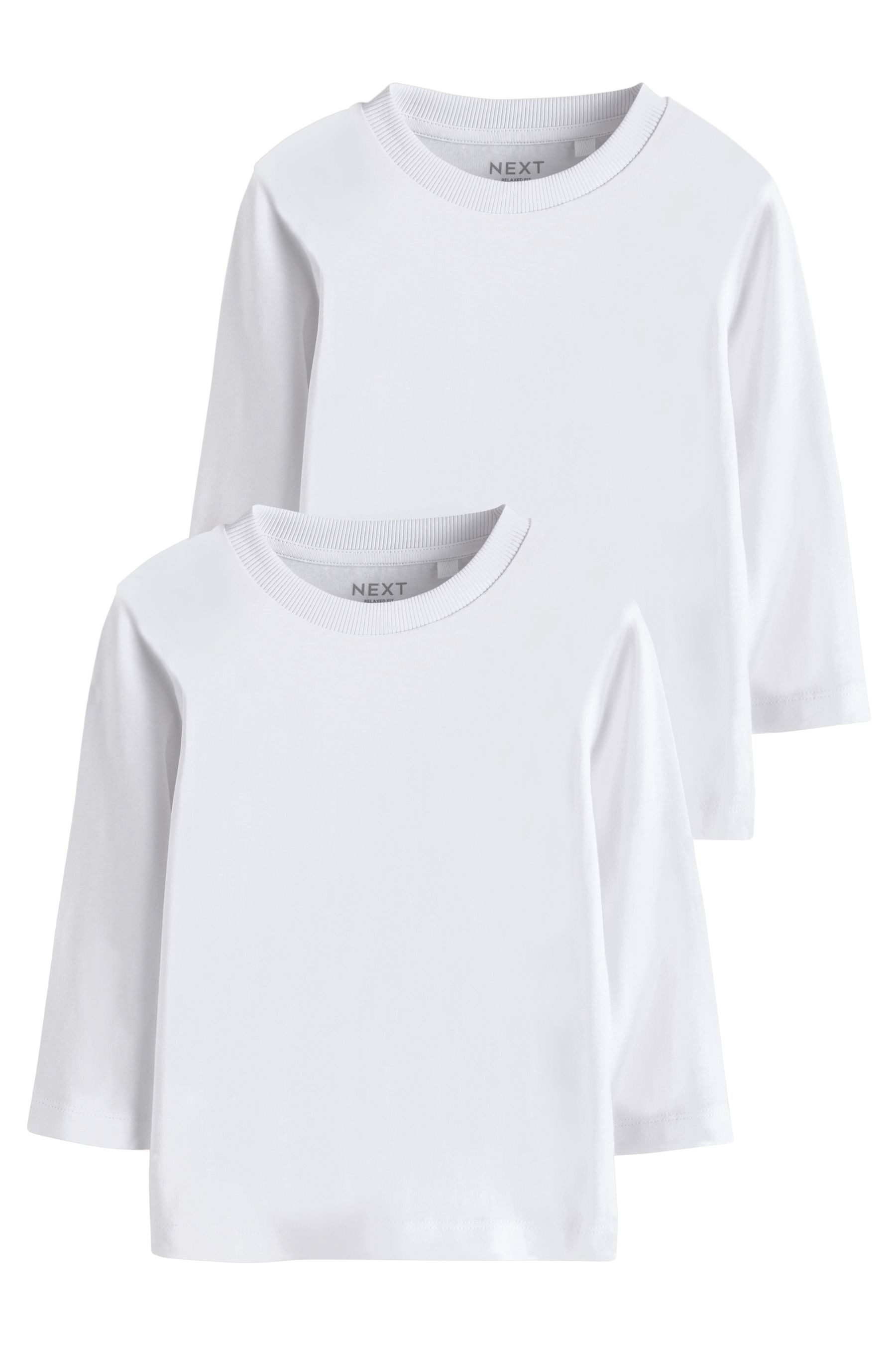 Next Langarmshirt Langärmelige einfarbige Shirts, 2er-Pack (2-tlg)
