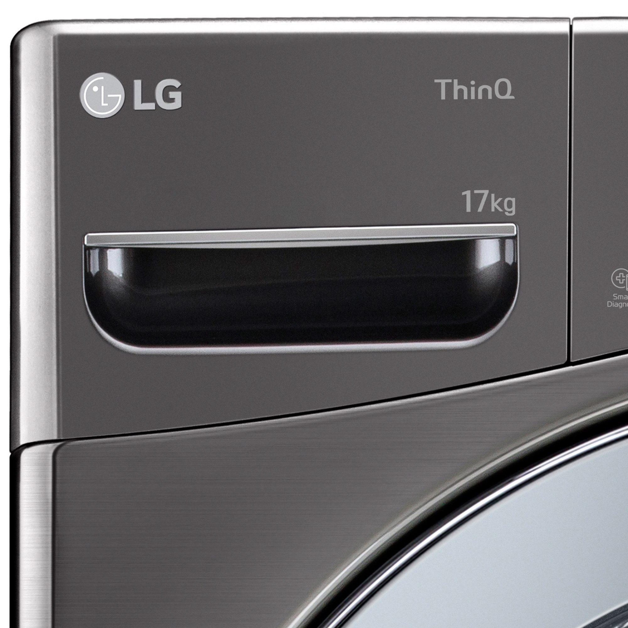 LG Waschmaschine Big Capacity F11WM17TS2B, 17 kg, 1000 U/min, AquaStop-System, Wäsche nachlegen, ThinQ® App, Metallic Black Steel