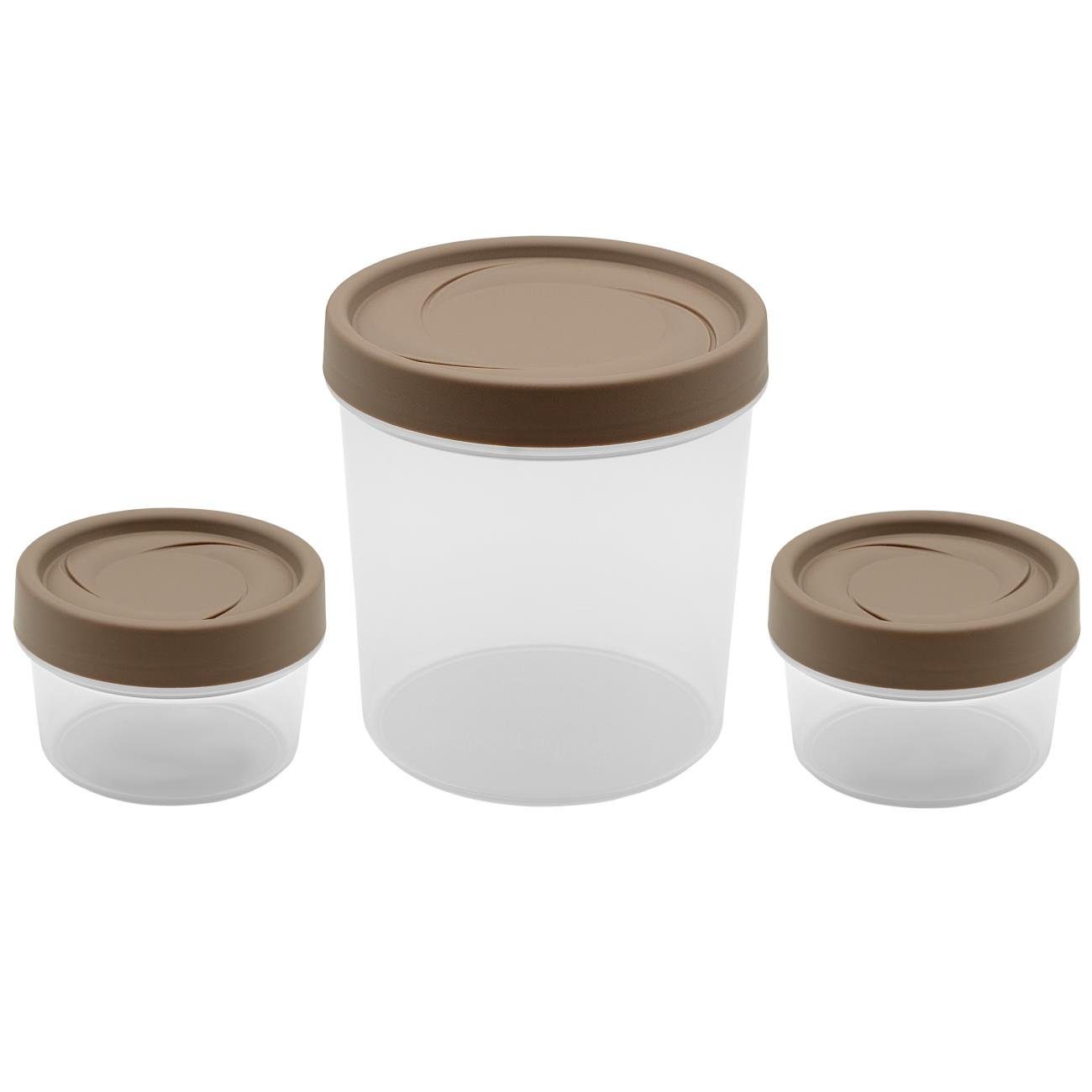 Engelland Vorratsdose Gewürzdosen Set mit Schraubdeckel, Kunststoff, (Vorteils-Set, 3-tlg., stapelbar), Plastikdose, BPA-frei, lebensmittelecht, rund