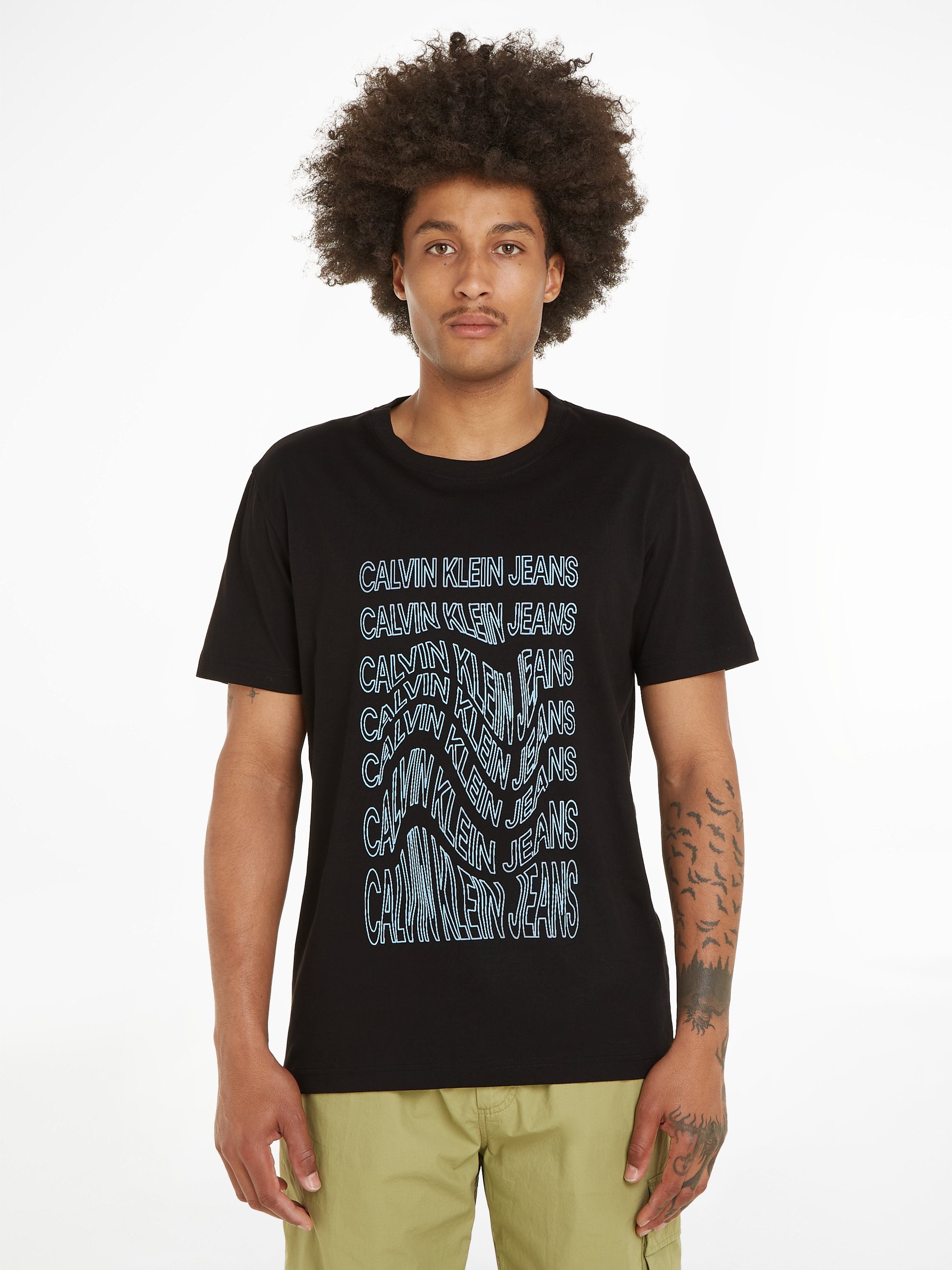 Calvin Klein Logodruck INSTITUTIONAL TEE T-Shirt WARP mit Jeans