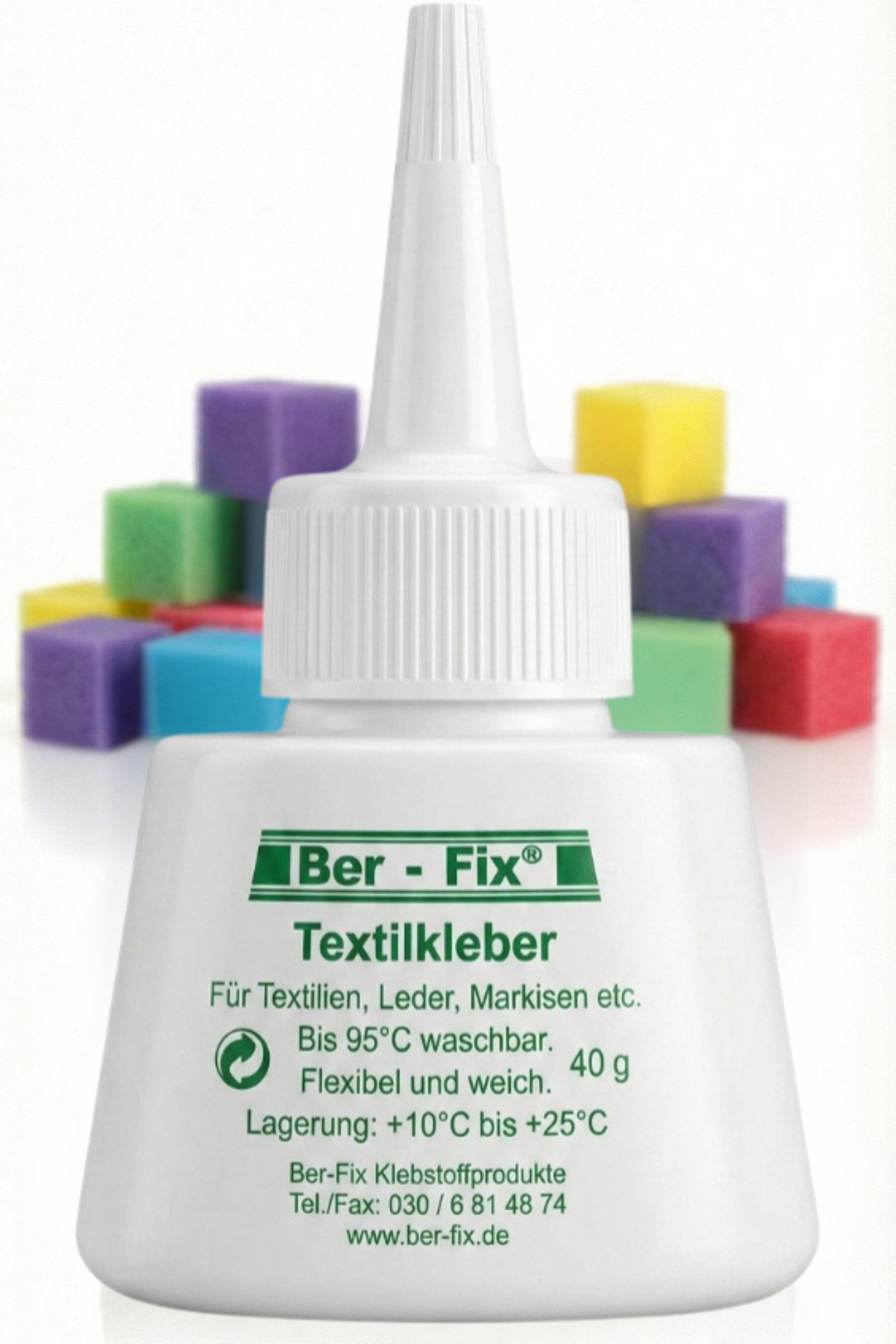 Ber-Fix Textilkleber,Stoffkleber Set mit 12 Mini-Schwämme, (Set), einfach anzuwenden, waschbar bis 95 °C, stark aber flexibel