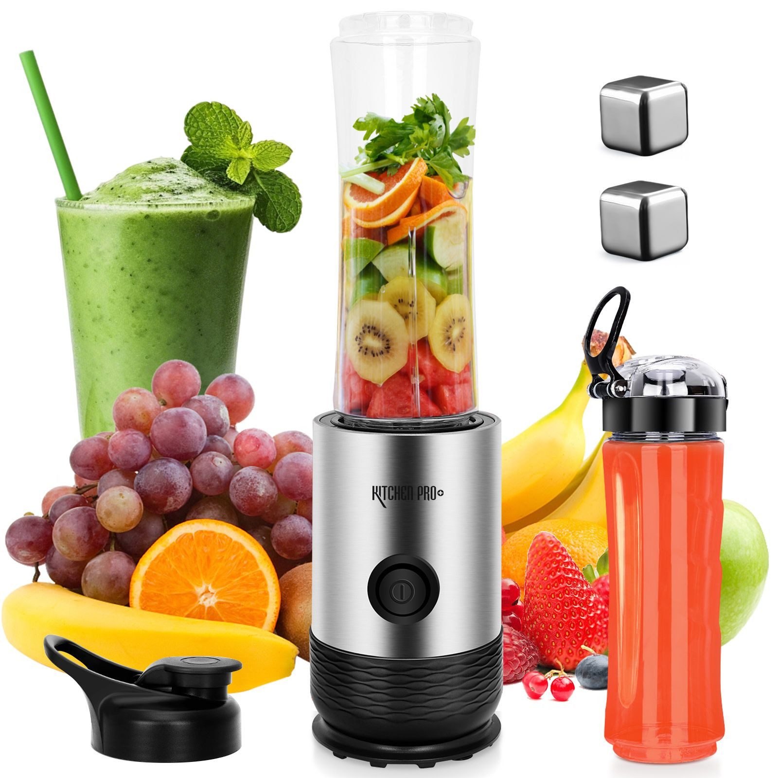 Kitchen Pro + Смузи мейкеры Миксер Smoothie-Mixer inkl Eiswürfel & Flasche Standmixer klein, 260,00 W