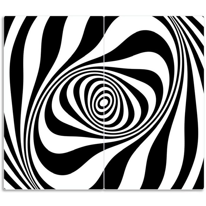 Wallario Herd-Abdeckplatte Optische Täuschung - Zebra Muster - schwarz weiß ESG-Sicherheitsglas (Glasplatte 2 tlg. inkl. 5mm Noppen) verschiedene Größen