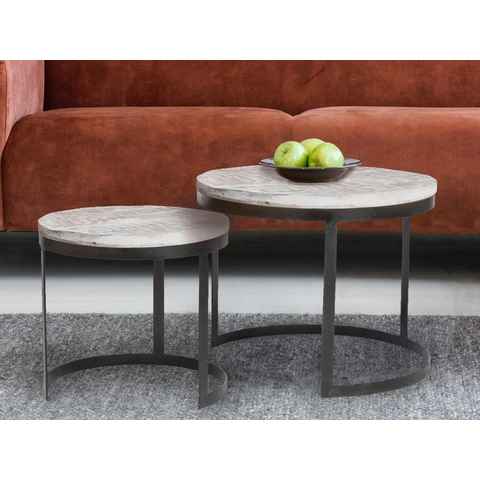 Casamia Beistelltisch Couchtisch 2er Set Beistelltisch Wohnzimmer-Tisch rund Austin Metall-G