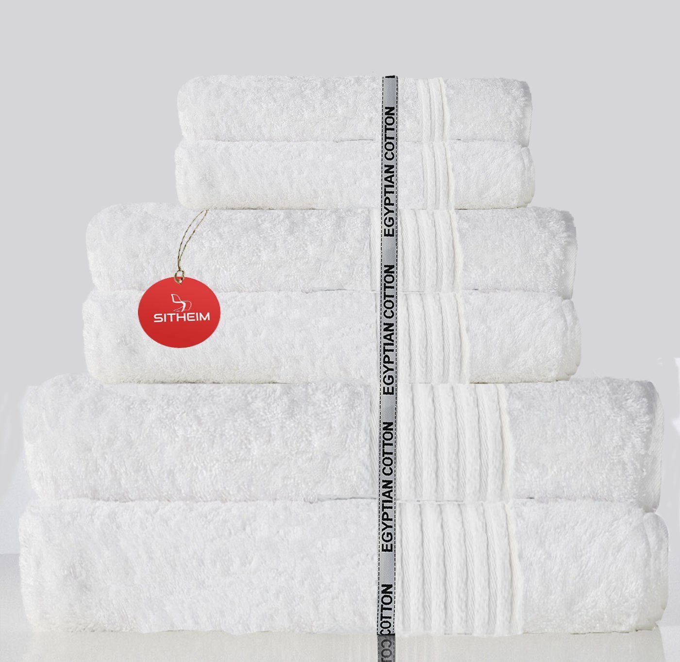 Sitheim-Europe Handtuch Set NEFERTITI Handtücher aus 100% Baumwolle 6-teiliges Handtuch-Set, Ägyptische Baumwolle, (Spar-Set, 6-tlg), 100% premium ägyptische Baumwolle weiß