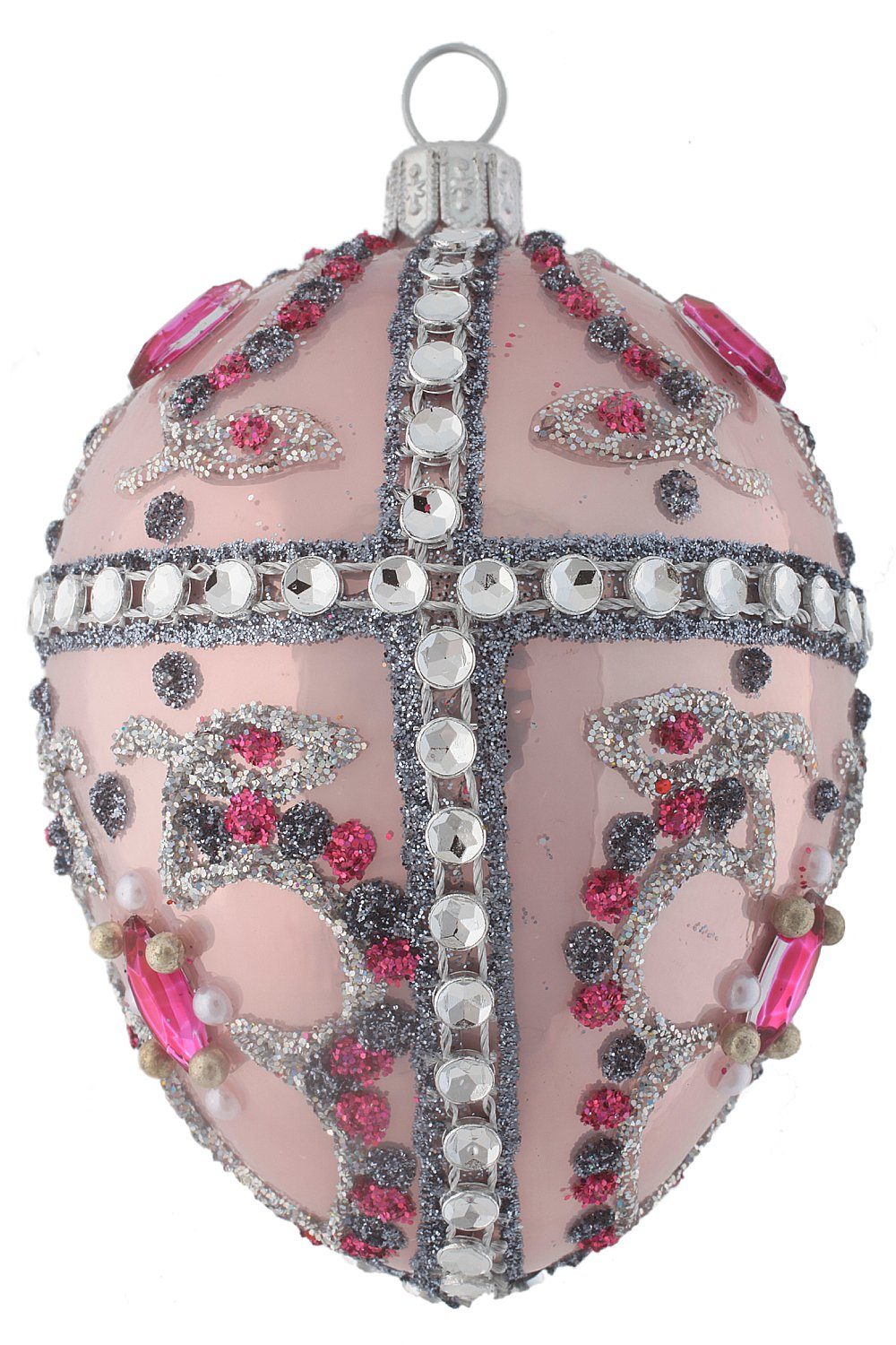 Hamburger Egg - mundgeblasen Osterei rosa handdekoriert Royal (1-tlg), Weihnachtskontor