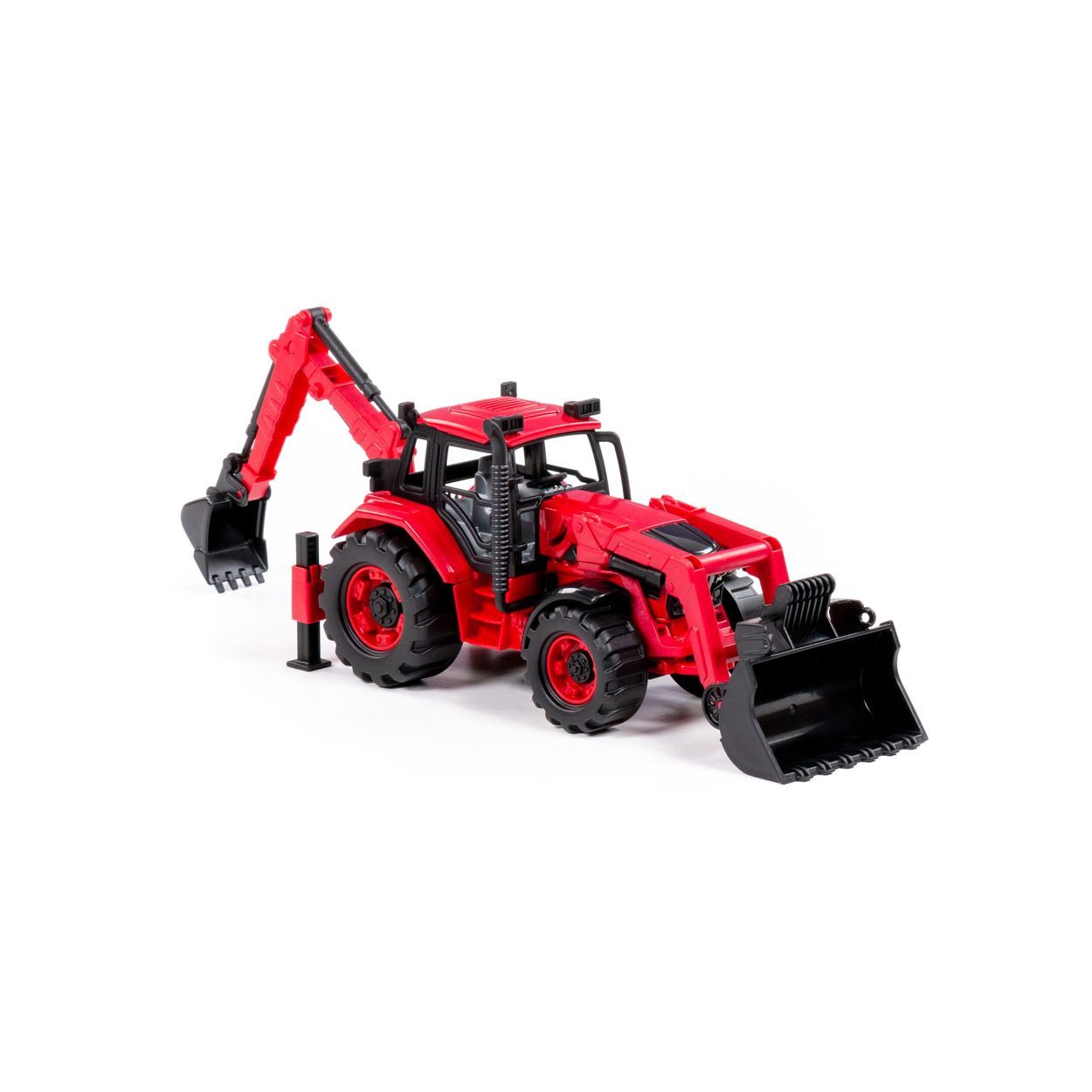 Polesie Spielzeug-Auto Spielzeug Radlader Bagger 91857, Frontschaufel Heckbagger Schwungantrieb