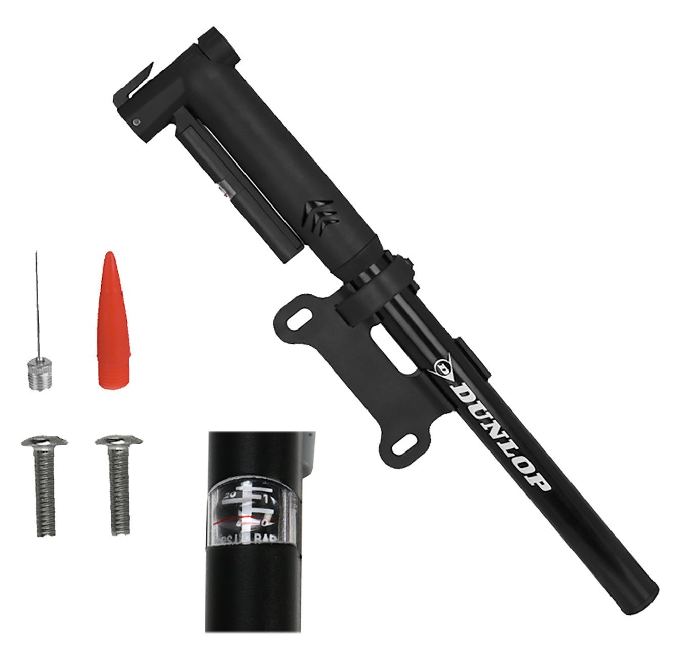Dunlop Fahrradpumpe Fahrrad-Minipumpe (Adapter für Schrader-Ventile & Presta-Ventile), Fahrradpumpe