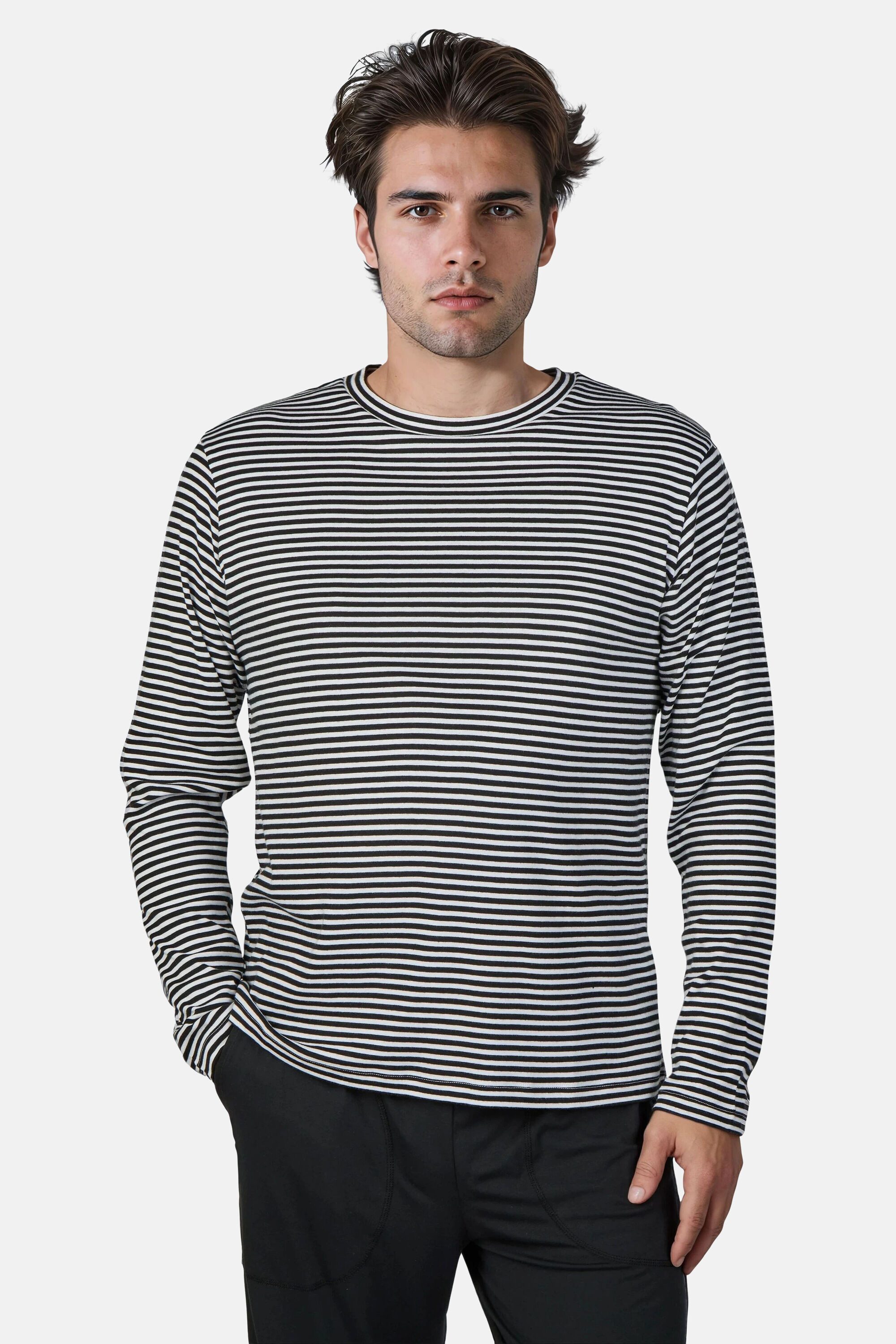 MYJAMA Langarmshirt Huggo (1-tlg) Klassisch, weiche Qualität, elastisch, figurumschmeichelnd
