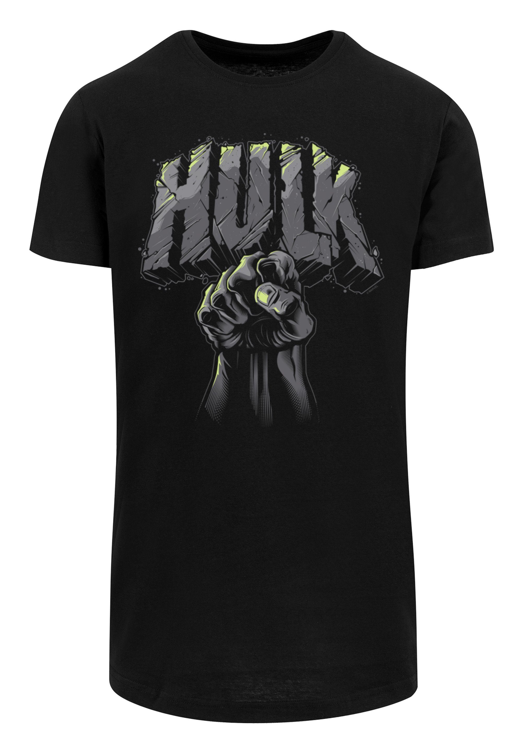 F4NT4STIC Kurzarmshirt Herren Marvel Hulk Punch Logo -BLK with Shaped Long Tee (1-tlg)