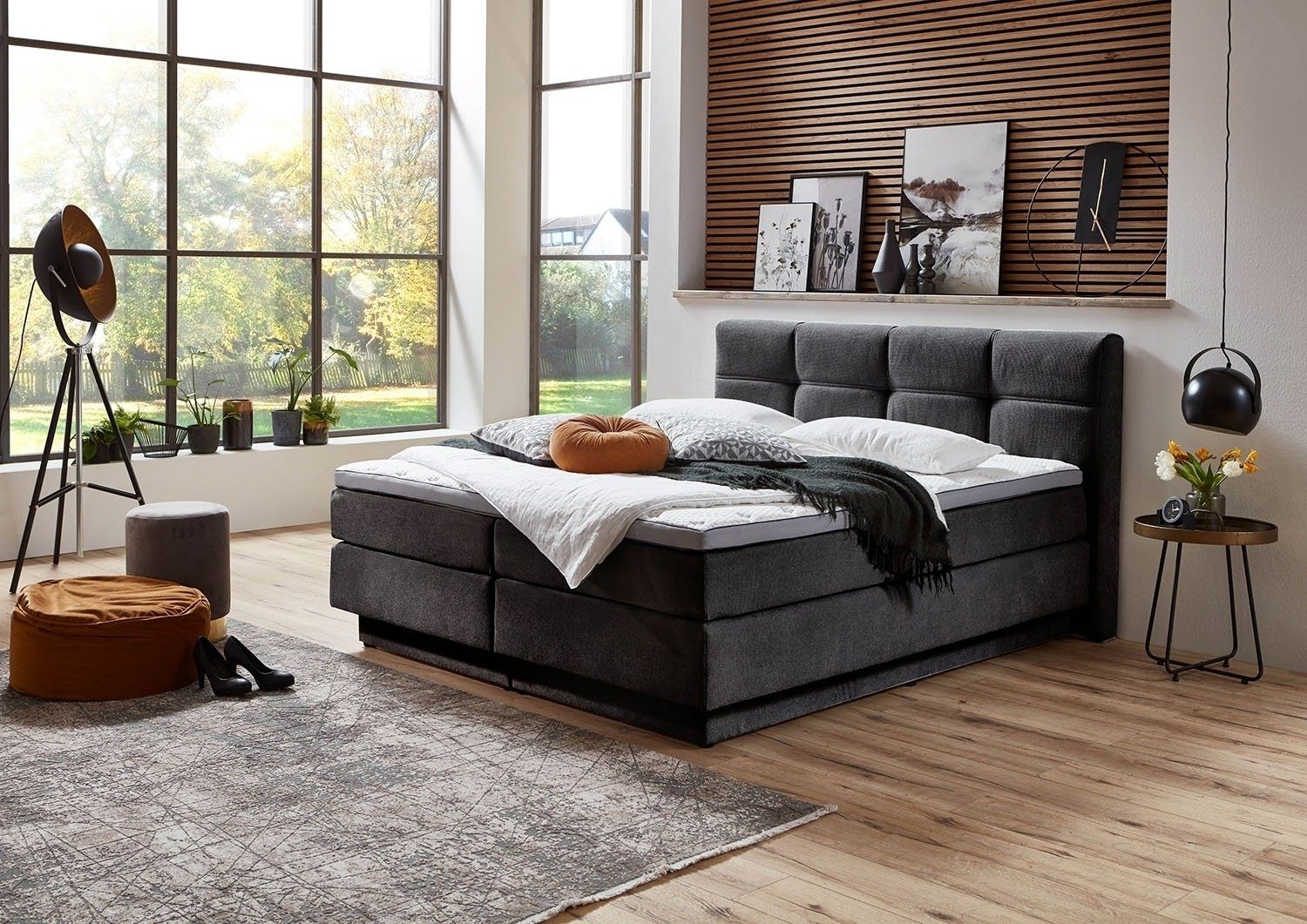 Sun Garden Boxspringbett PORTAGE, 180 x 200 cm, Härtegrad 2/3, inkl. Bettkasten und Topper