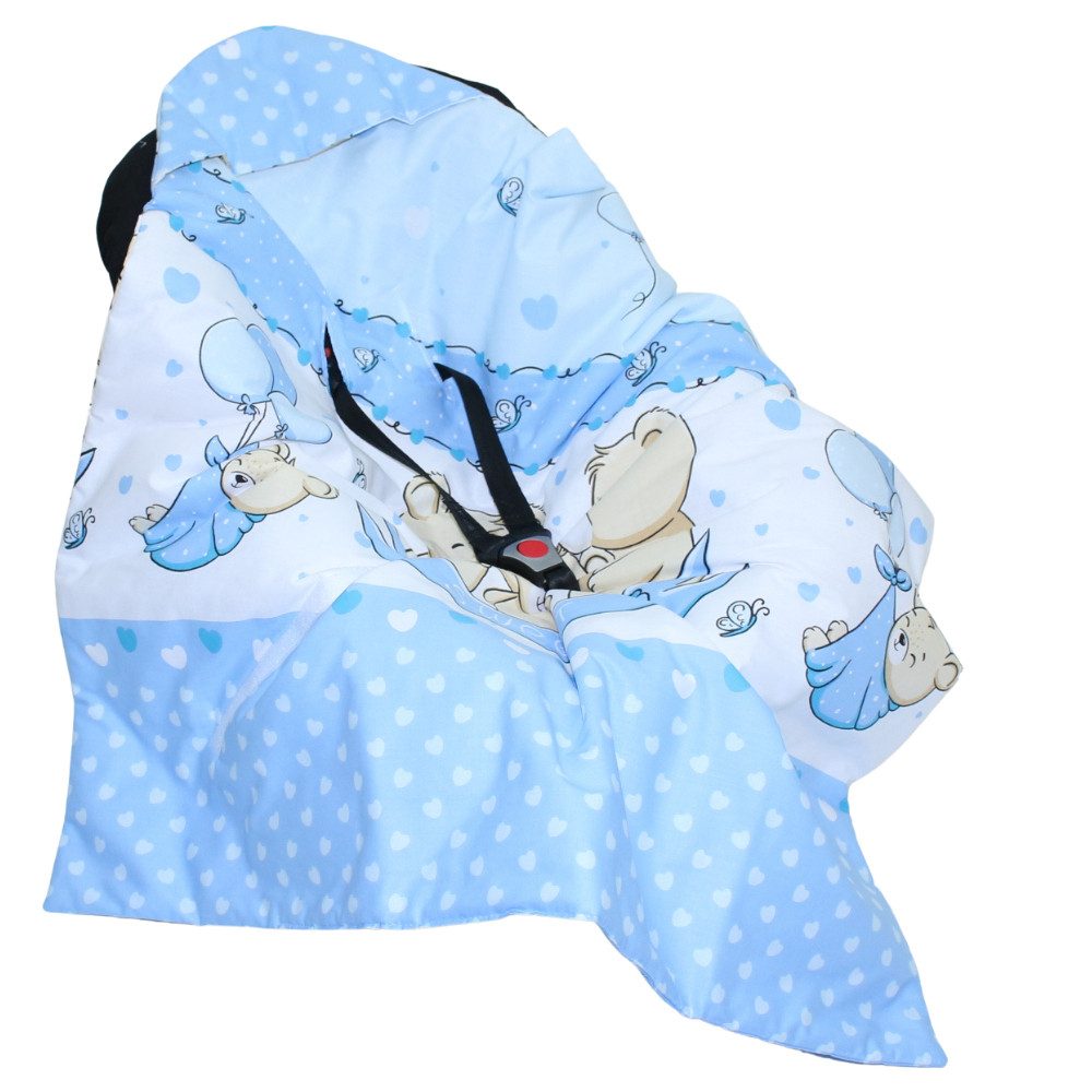 Einschlagdecke Baby Decke Baumwolle mit Kapuze Babyschale Kindersitz, Primawela – Bild 2 von 3