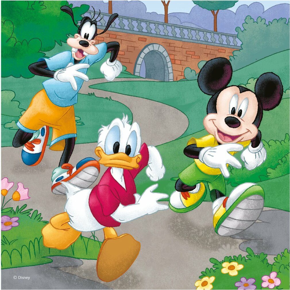 Dino Bikes Puzzle DINO Puzzle Micky Maus und Freunde 3x55 Teile, Puzzleteile