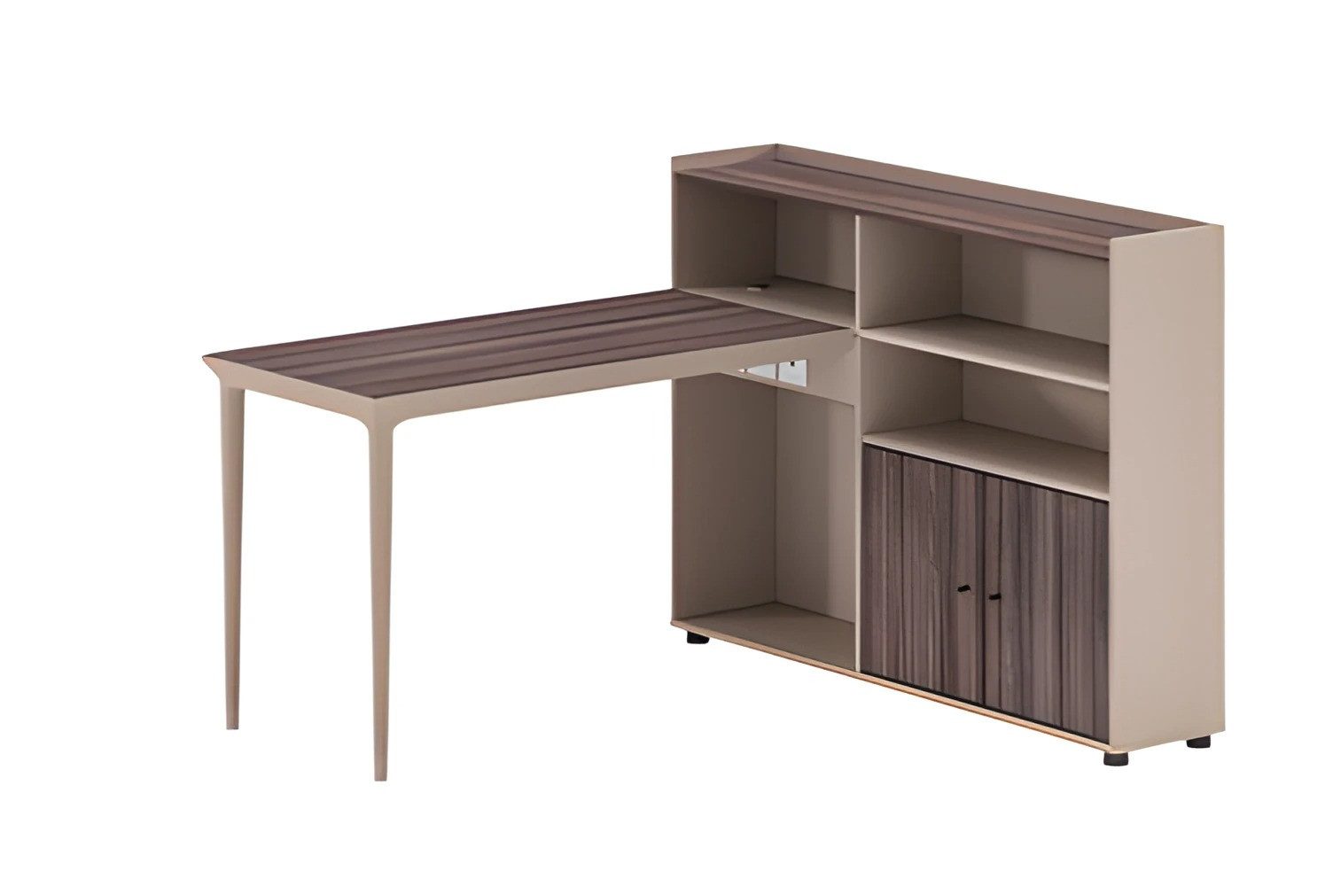 JVmoebel Schreibtisch Moderne Regal-Kombination in Holzoptik Braun Beige mit Stauraum (1-St., 1 Tisch), Made in Europe