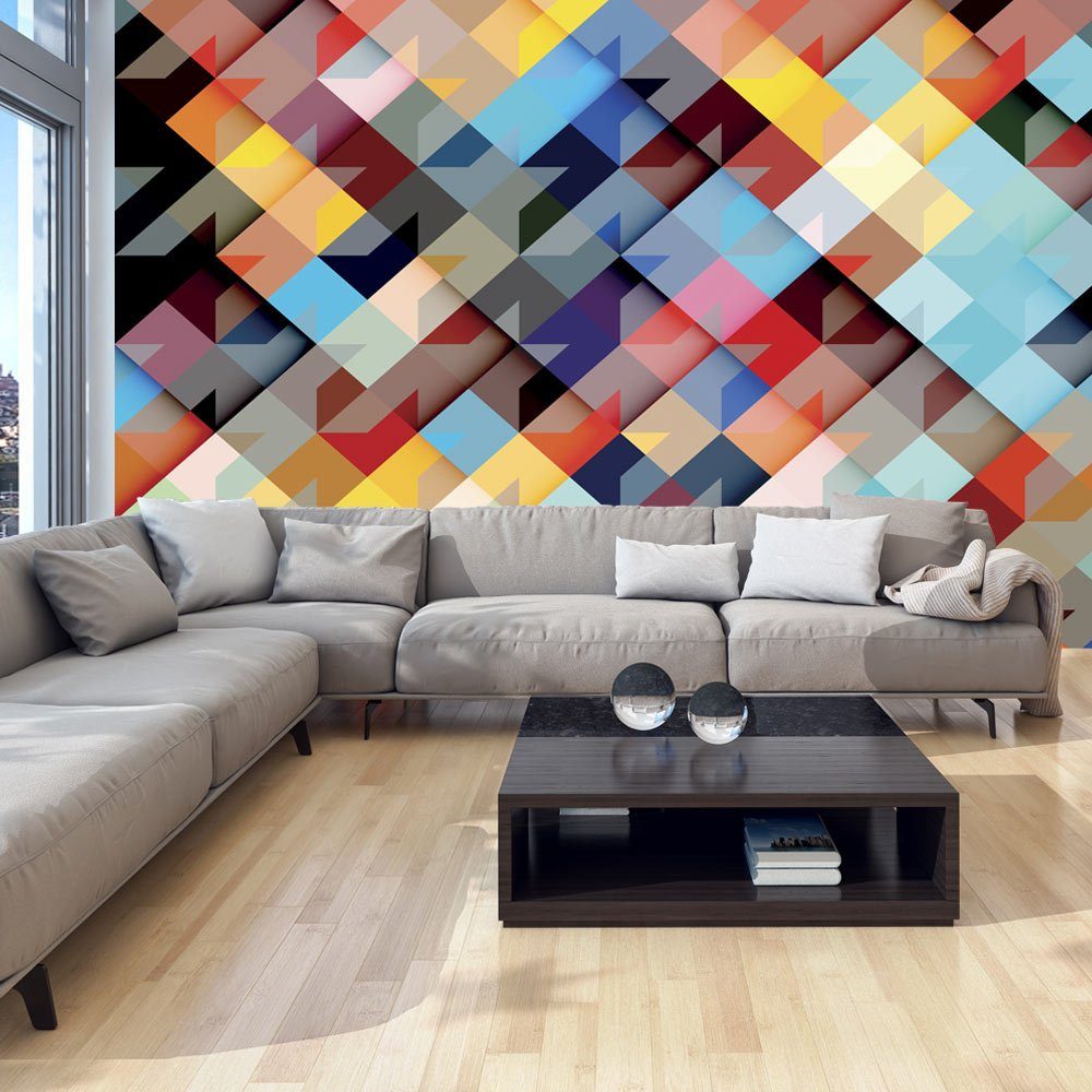 Patchwork Tapete KUNSTLOFT Design halb-matt, Colour 1x0.7 m, lichtbeständige Vliestapete