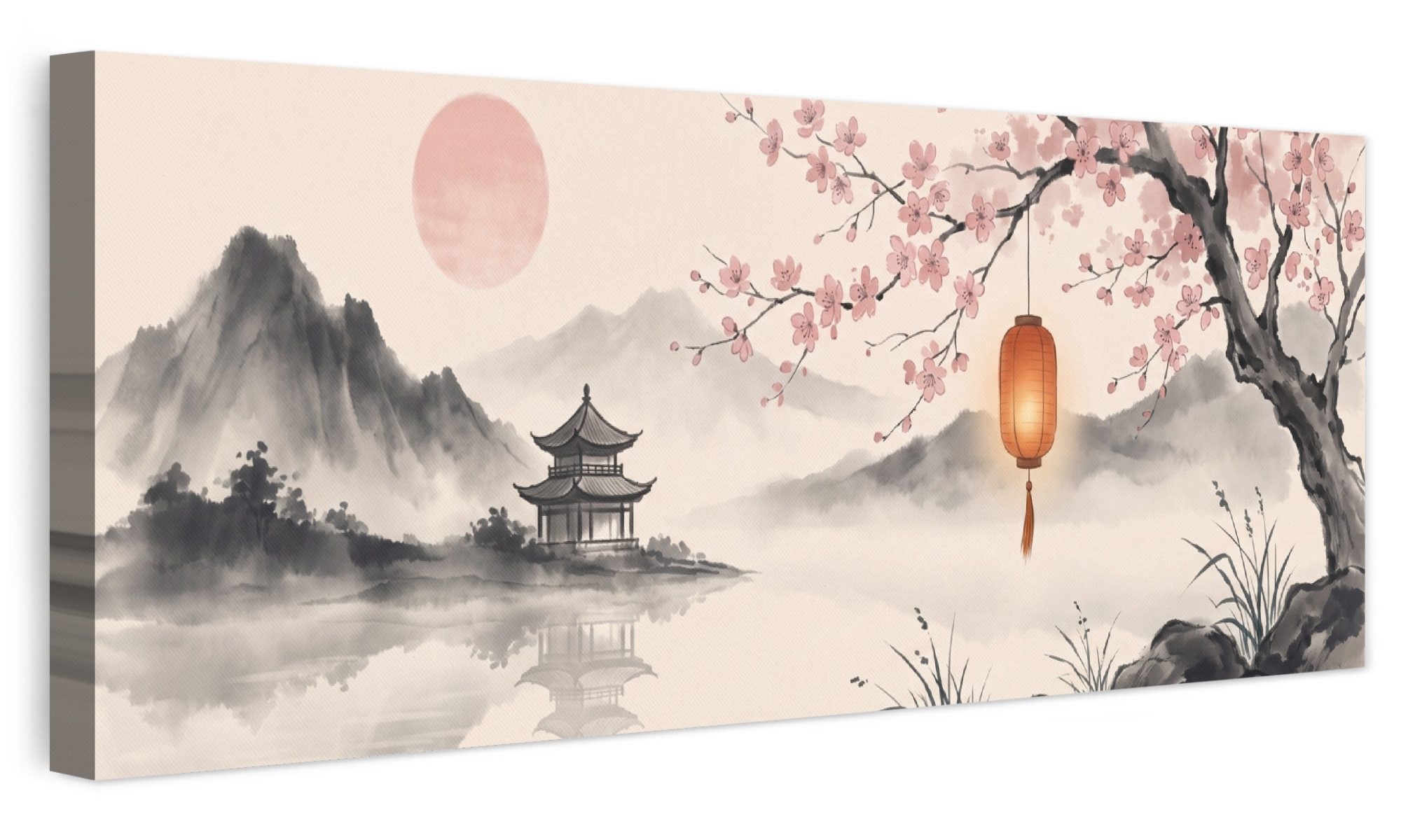 OneMillionCanvasses® Leinwandbild Panorama Sonne - Japanisch - Traditionell, Fotodruck (1 St), Wandbild, Deko Schlafzimmer Wohnzimmer Flur …