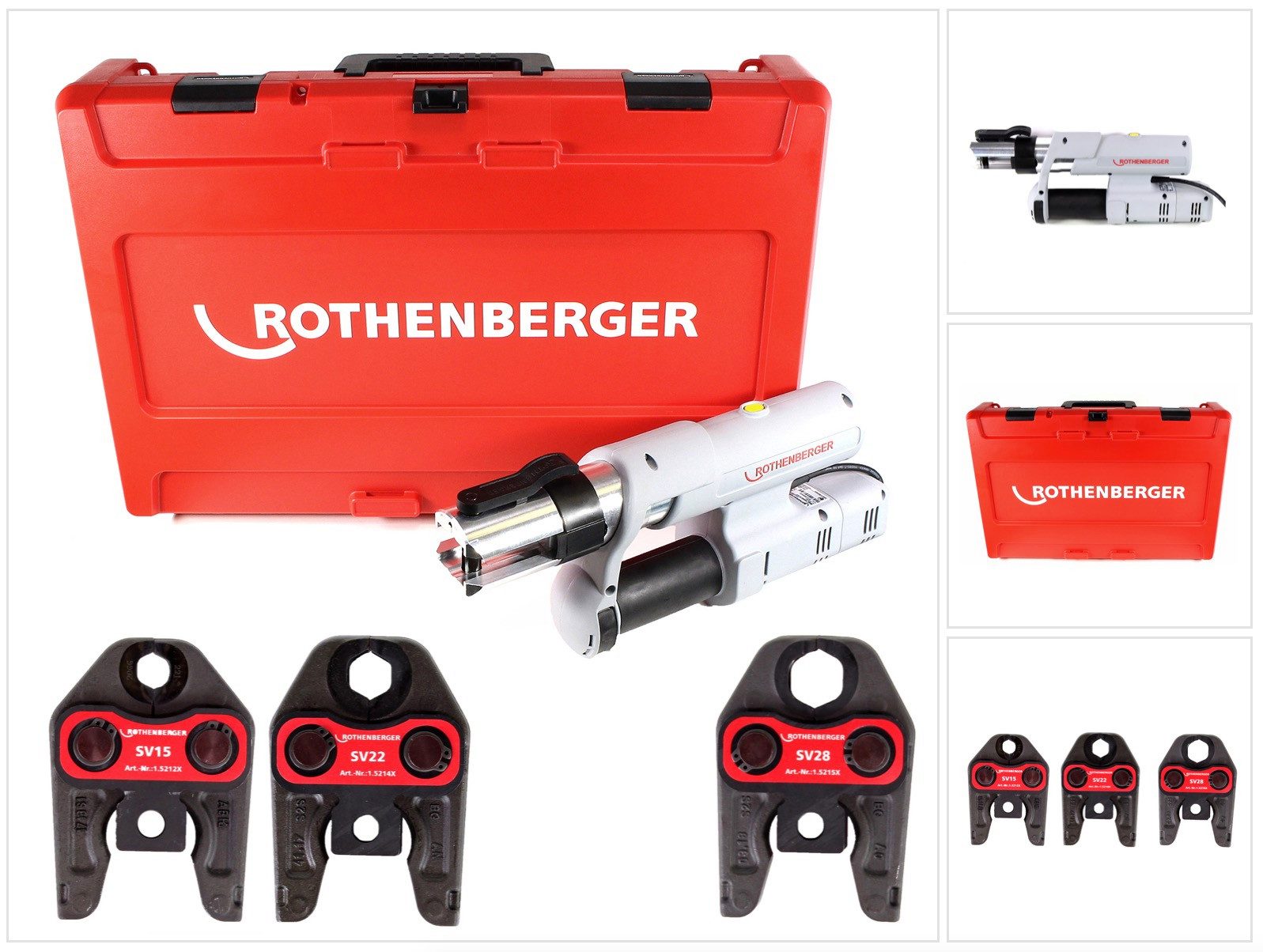 Rothenberger Werkstattpresse ROMAX AC ECO Set SV 230 V Pressmaschine für Netzbetrieb im Transportk