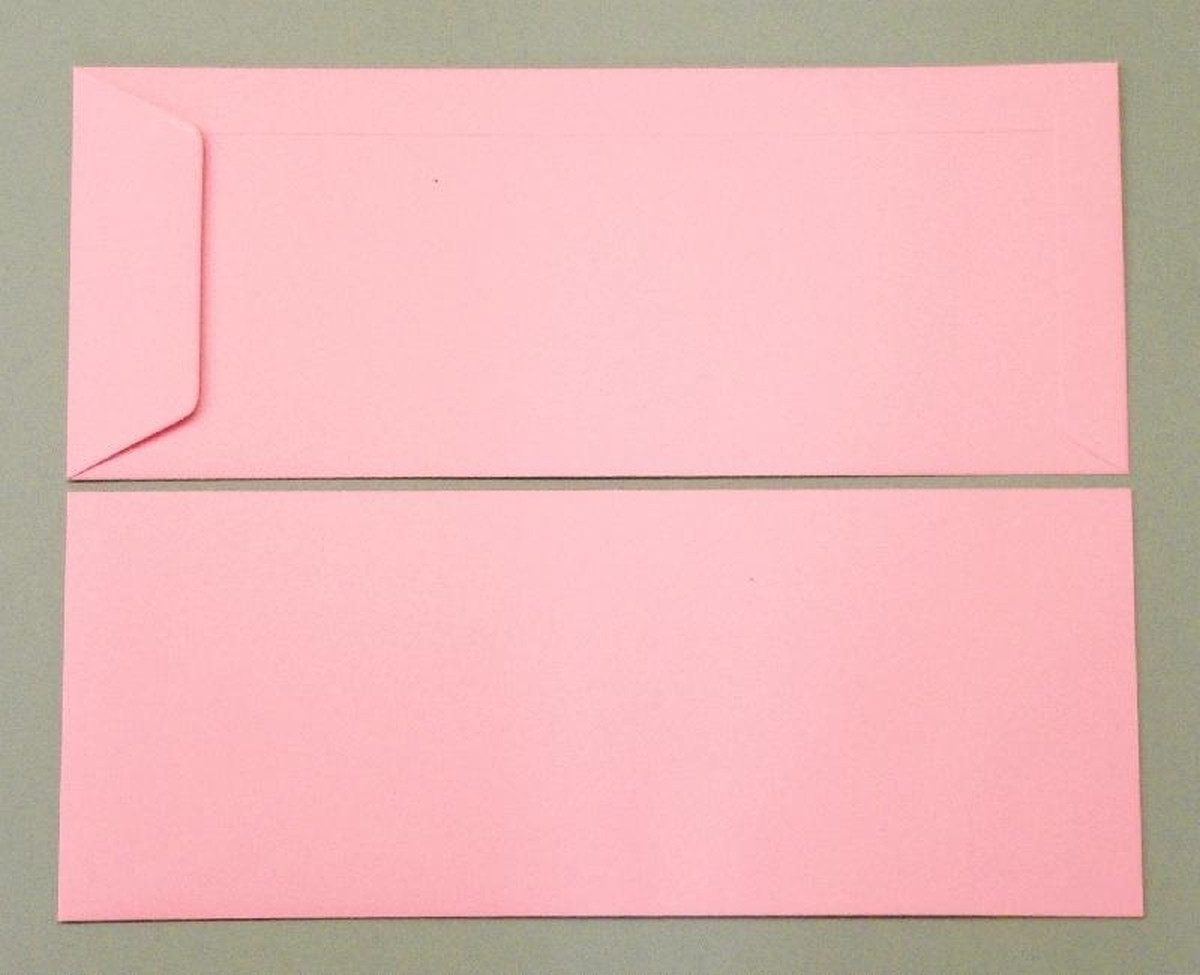 Blanke Briefhüllen Versandtasche Versandtaschen 125x312mm 120g/qm gummiert VE=100 Stück tiefrosa.