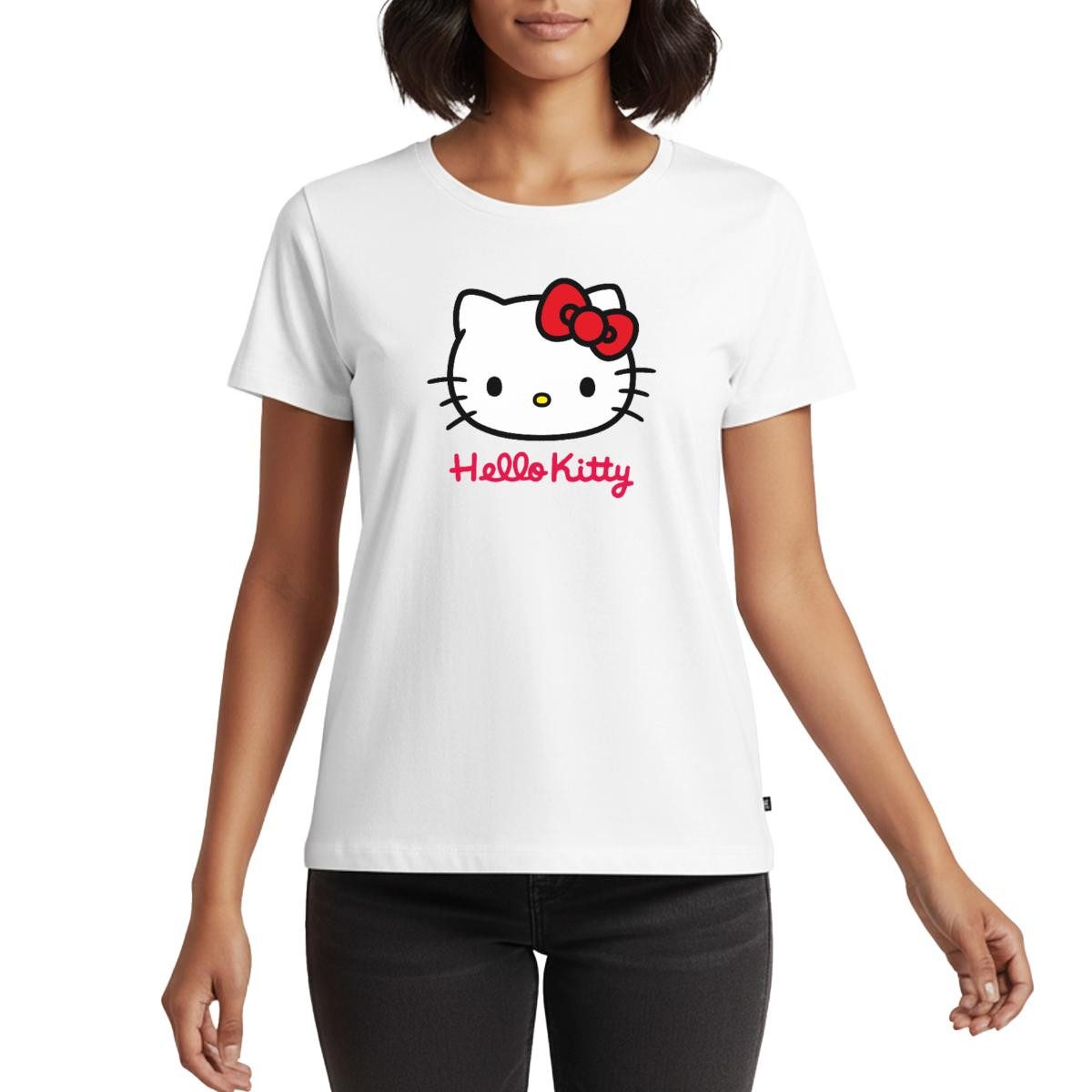 T-Shirt Hello Kitty Klassisch Mit Schriftzug Frauen Premium T-Shirt