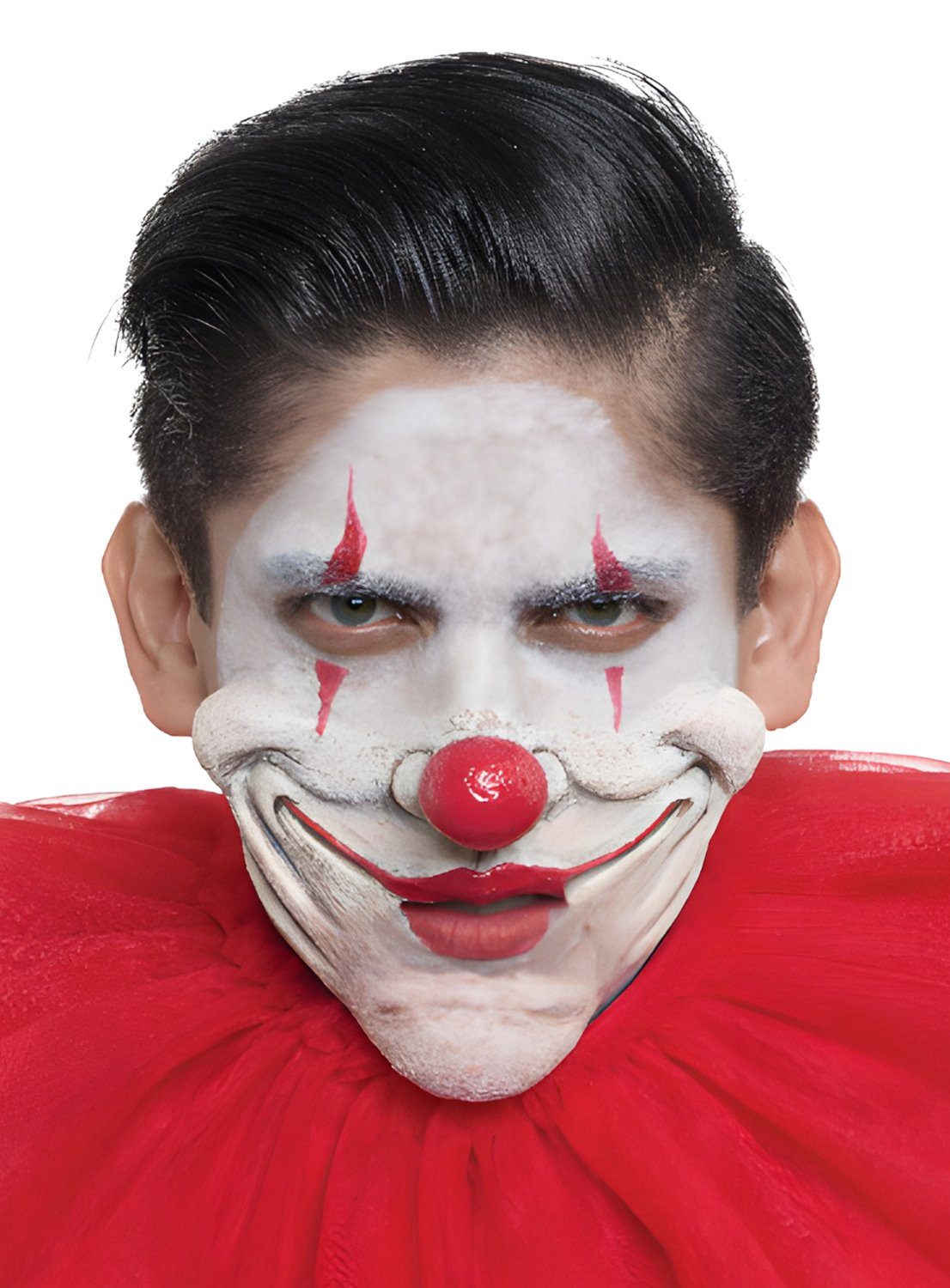 Ghoulish Productions Kostüm Grinseclown Teilmaske zum Ankleben, Anklebbare Latexmaske für einen realistischeren Effekt