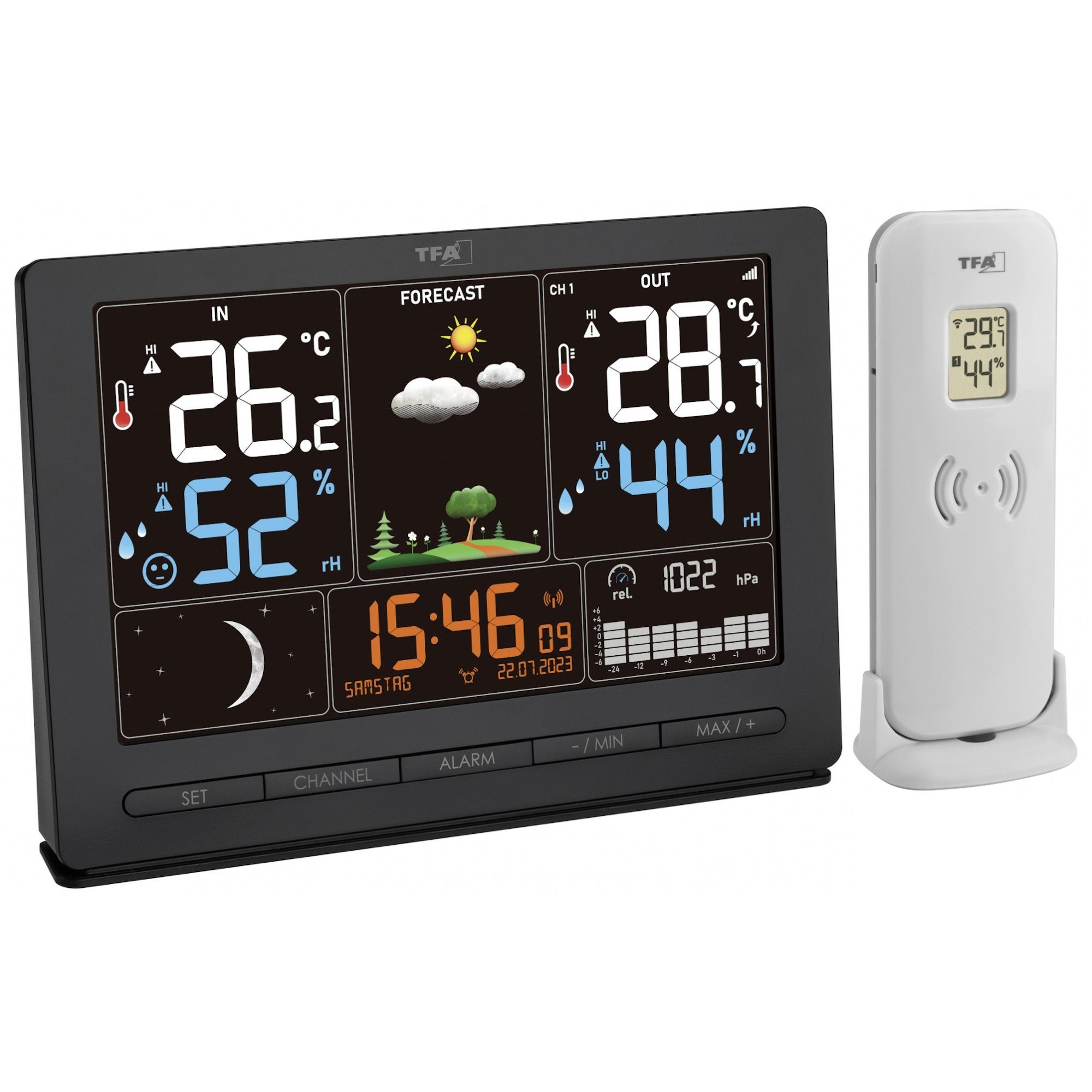 TFA Dostmann Season 2 TFA 35.1118.01 Farbdisplay Wettersymbole Funkwetterstation
