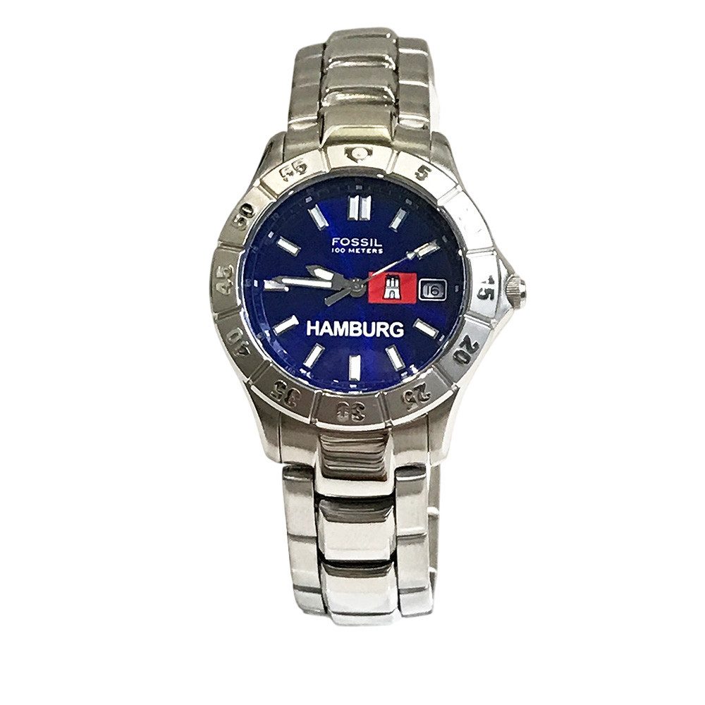 Fossil Quarzuhr Edelstahl Silber Blau - günstig online kaufen