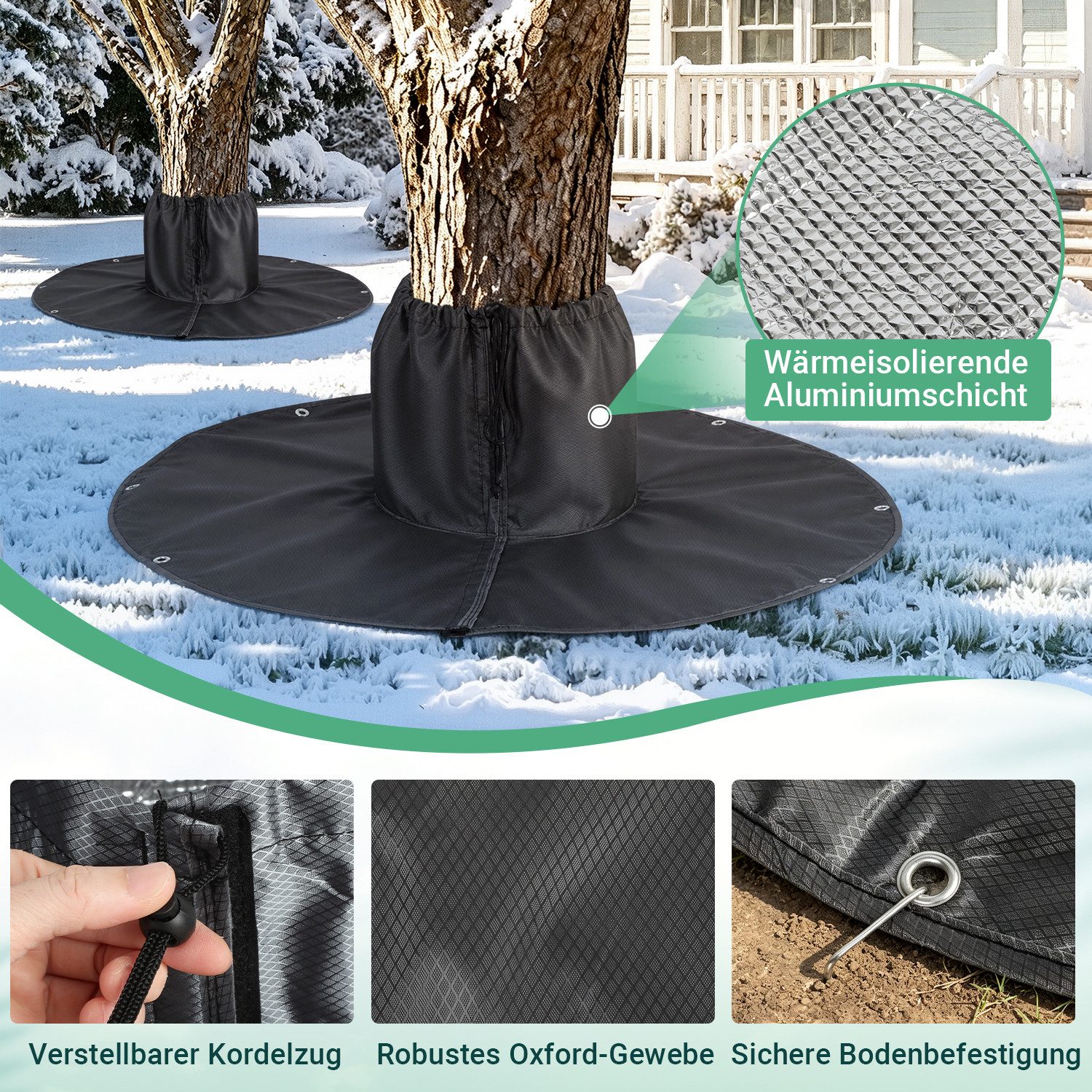Clanmacy Winterschutzvlies 4er Pflanzen Winterschutz Frostschutzmatte Ø100 cm für Bäume – Bild 4 von 5
