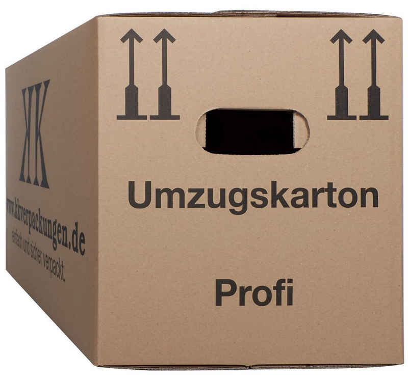 KK Verpackungen Aufbewahrungsbox (Spar-Set, 50 St., 50er-Set), Umzugskartons Umzugskiste Bücherkarton 2-wellig in Profiqualität Braun