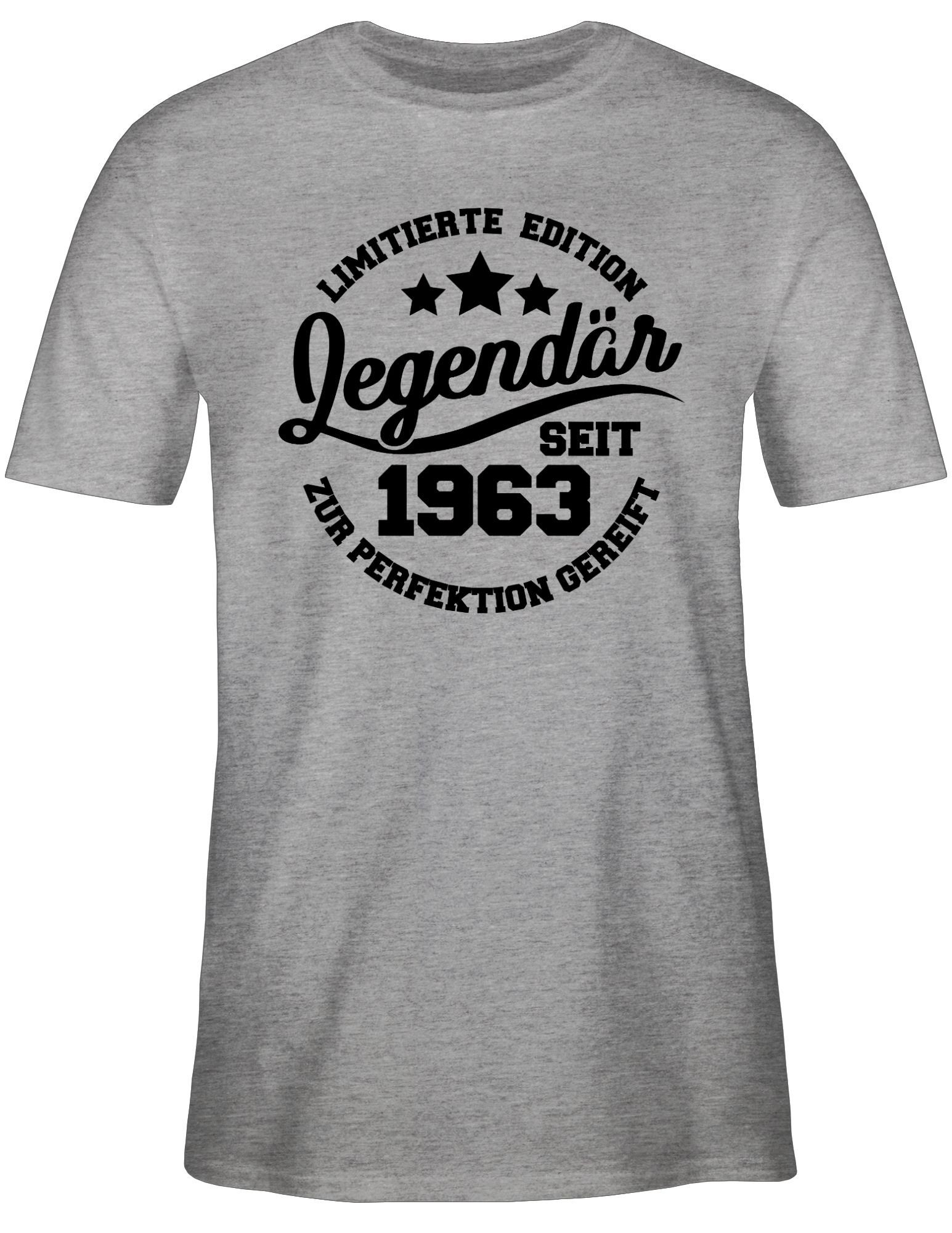 2 60. schwarz Geburtstag - meliert Legendär Grau T-Shirt 1963 Shirtracer seit