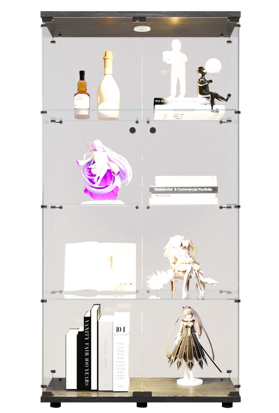 FUROKOY Glasvitrine Standvitrine, Modern Glas Vitrinenschrank günstig online kaufen