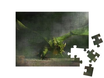 puzzleYOU Puzzle Aus Nebel taucht ein riesiger Drache auf, 48 Puzzleteile, puzzleYOU-Kollektionen Drache, Tiere aus Fantasy & Urzeit