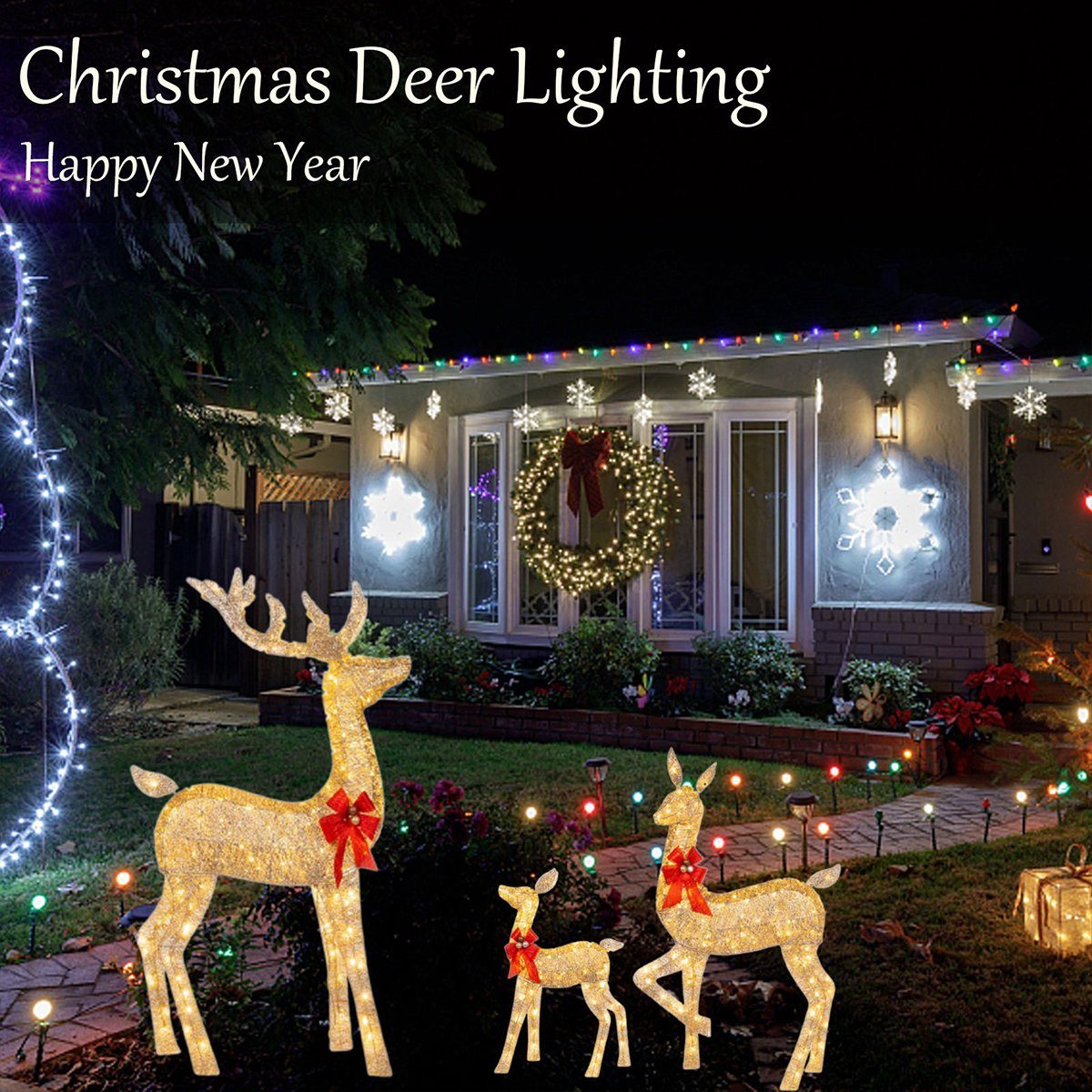 autolock Weihnachtsfigur 1Pcs Weihnachtsbeleuchtung LED Rentier Aussen Beleuchtet, Weihnachtshirsch Weihnachtsdeko für Außen Innen
