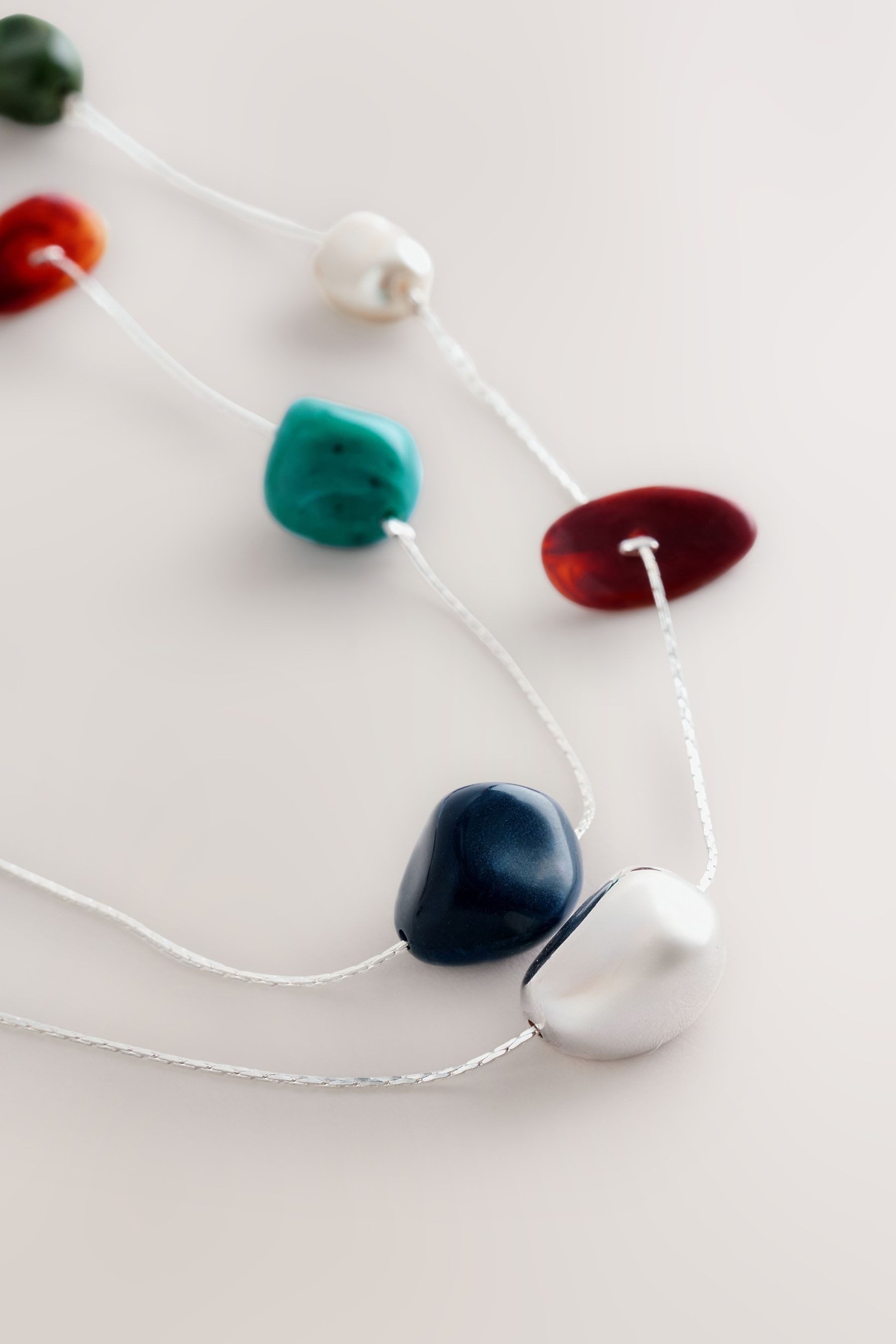 Next Lange Kette Doppelreihige, lange Station-Kette mit Perlen (1-tlg)