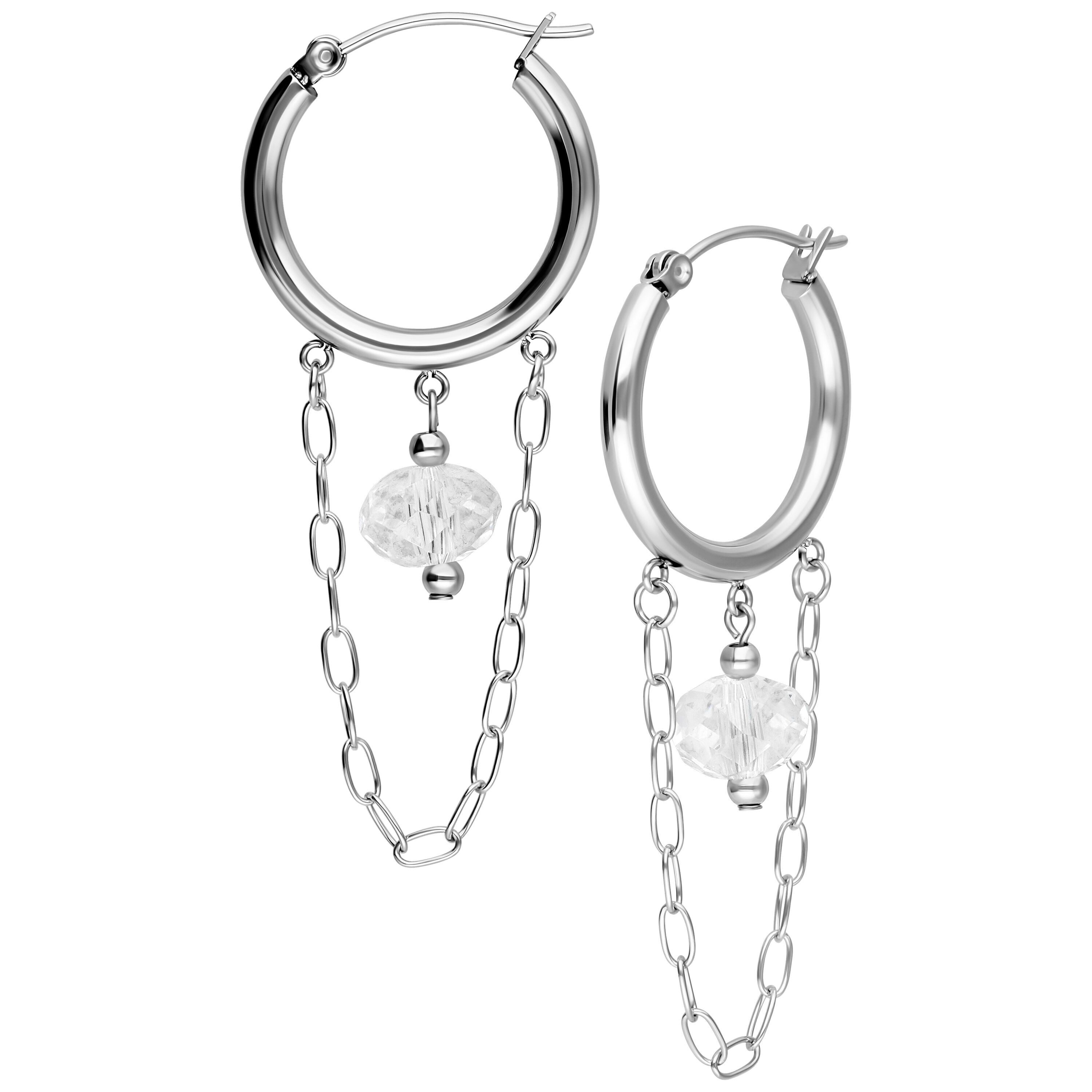 Wildcat Paar Creolen Edgy white Stone Hoops (Paar), wasserfest, langlebig, hautverträglich