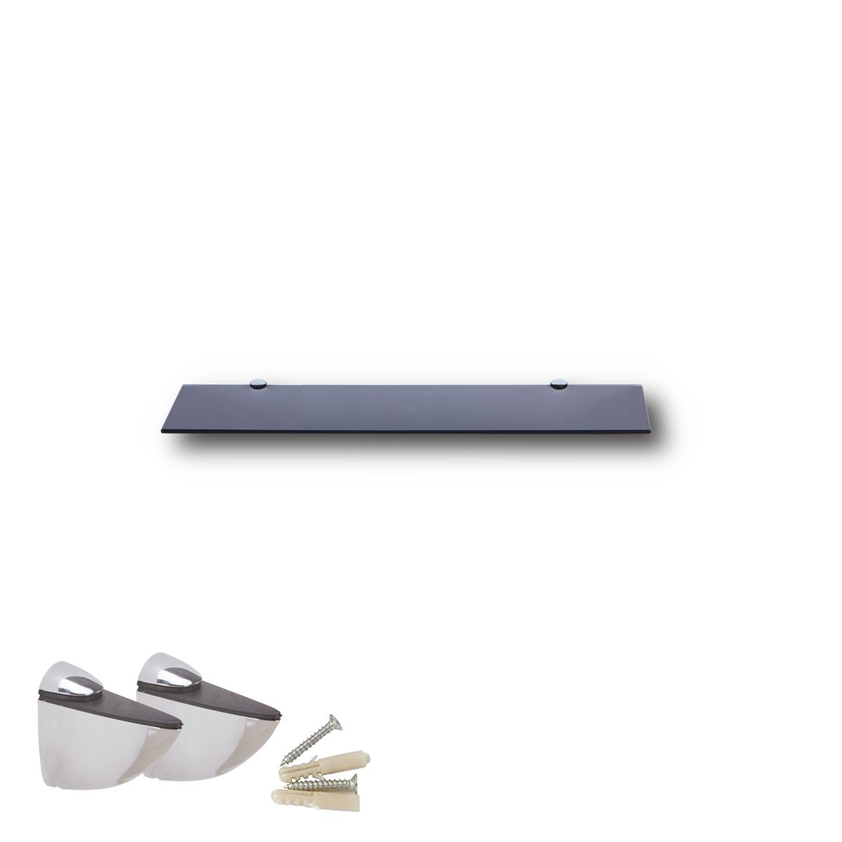 HOOZ Wandregal aus Sicherheitsglas mit Halterung - Schwarz - 40 x 13 x 0,6 günstig online kaufen