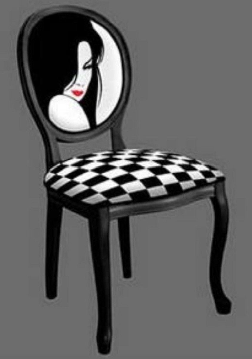 Casa Padrino Esszimmerstuhl Barock Rot / - Handgefertigter Stuhl Esszimmerstuhl Möbel Schwarz Weiß im Stil Barockstil Antik / Esszimmer 