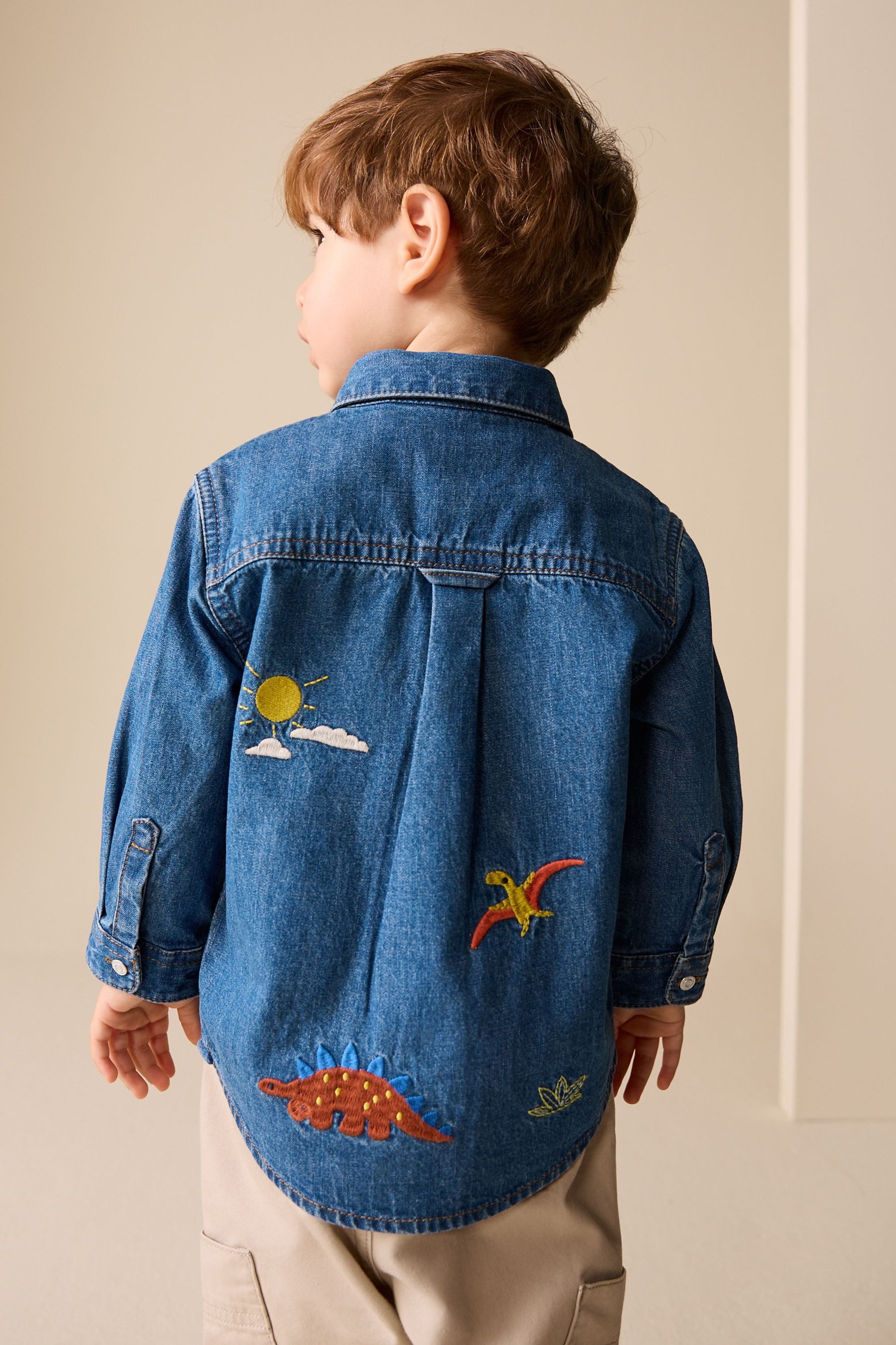 Next Langarmhemd Langärmeliges Hemd aus Denim (1-tlg)