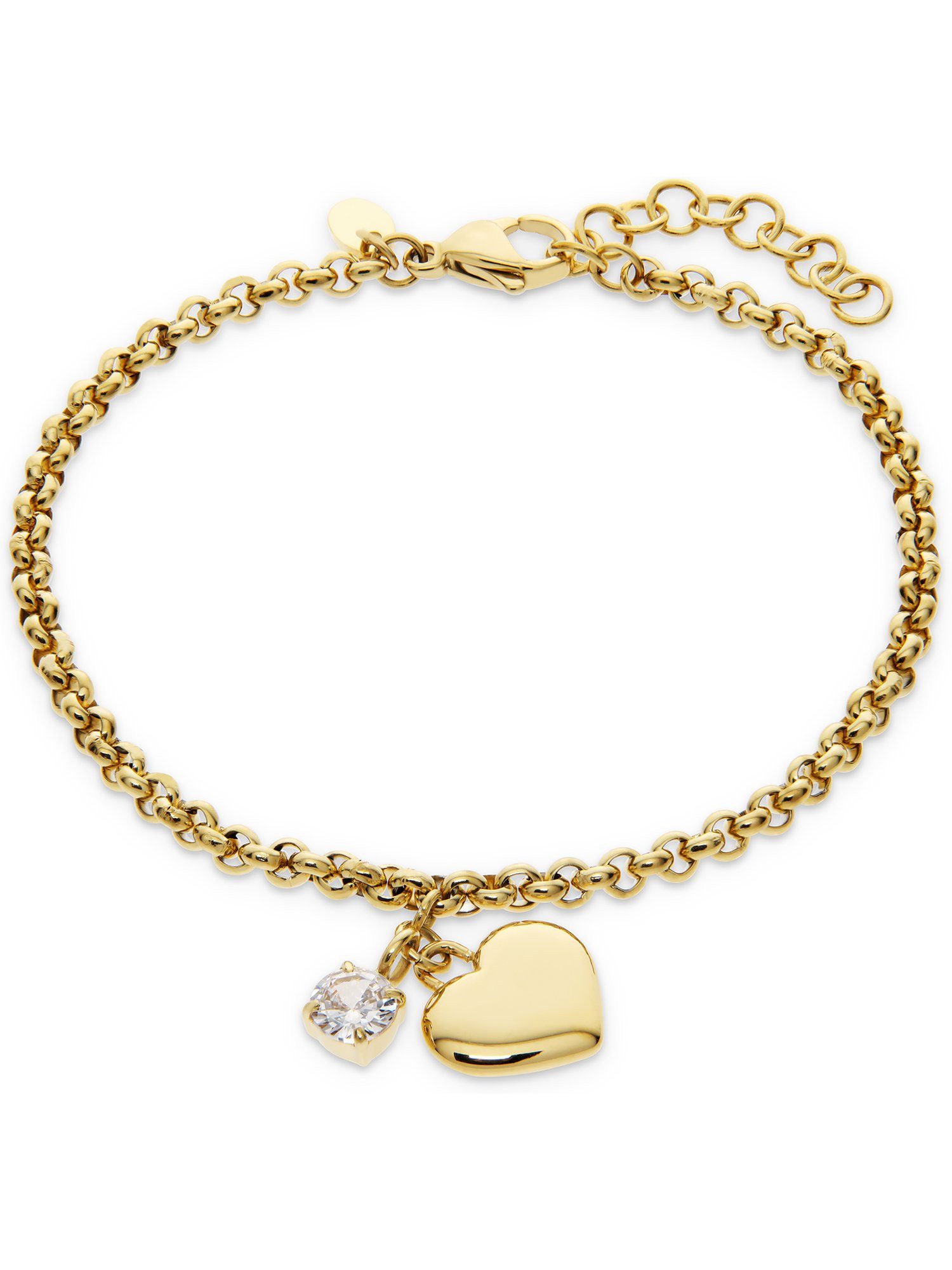 FAVS Edelstahlarmband FAVS Damen-Armband Edelstahl 1 Zirkonia Herz, Puristisch