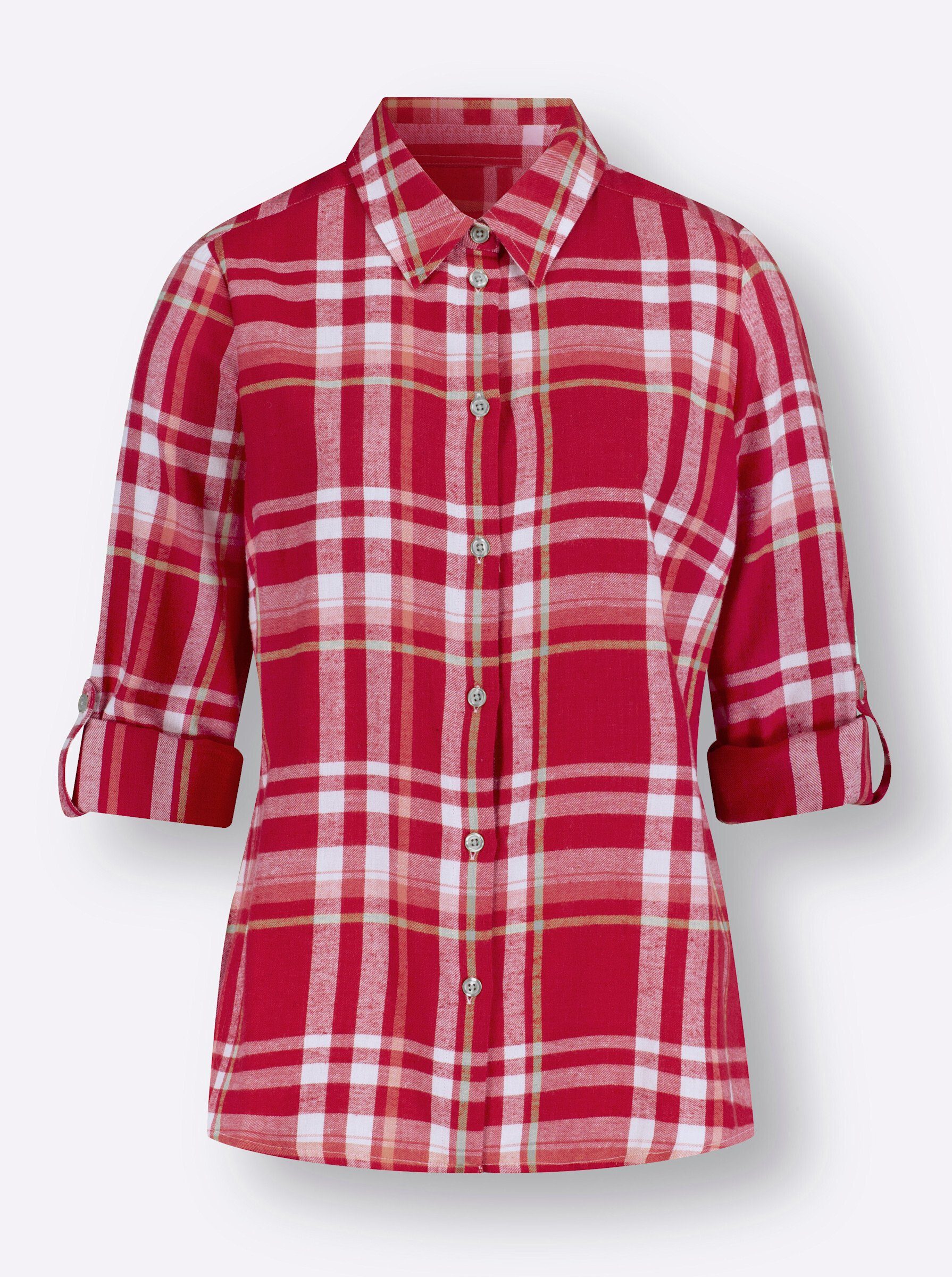 Klassische Bluse Flanell-Bluse Langarm