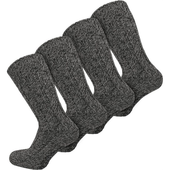 normani Thermosocken 4 Paar Norweger-ABS-Socken mit Schafwolle (4 Paar) hoher Schafwollanteil