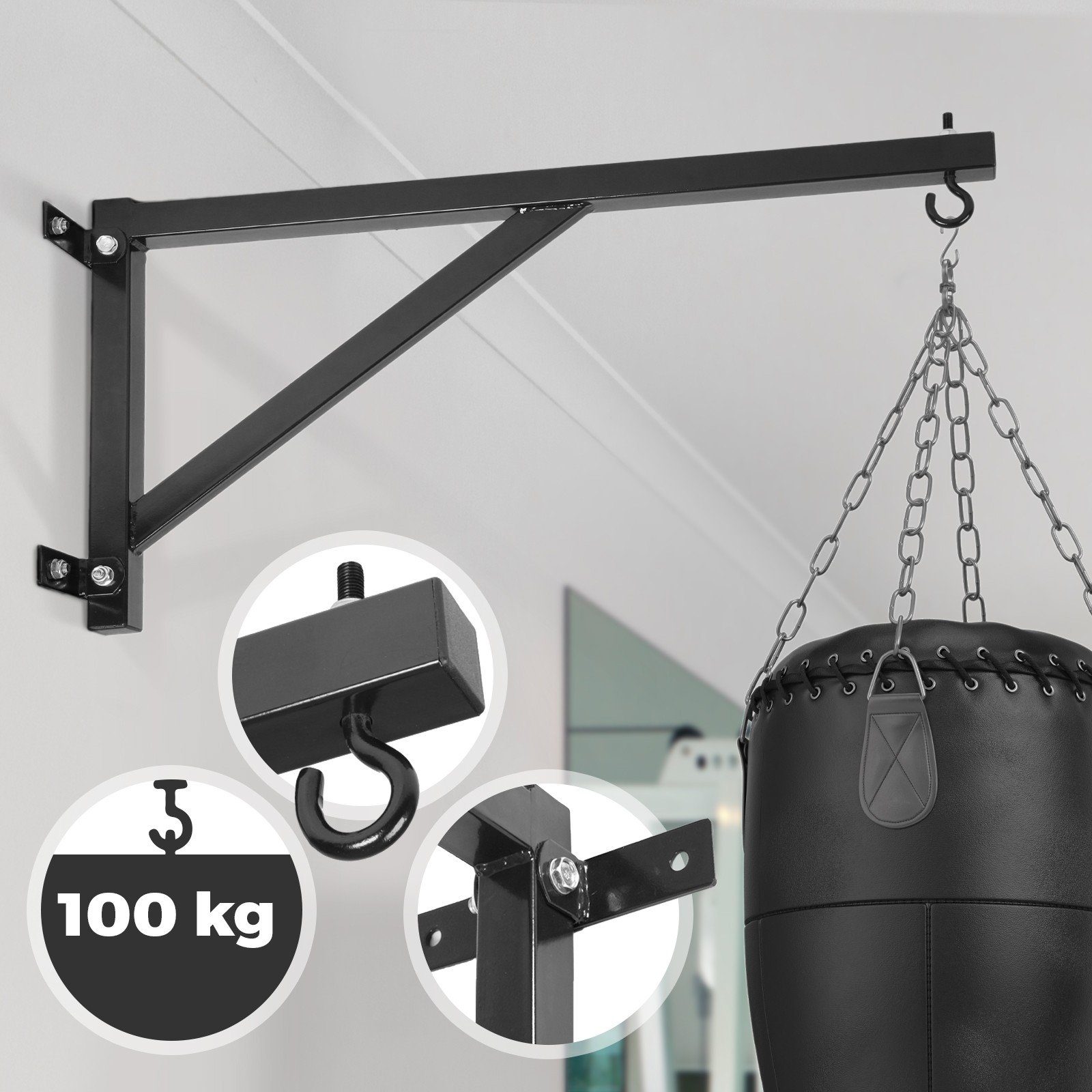 SELEWARE Boxsackhalterung Aus Stahl - Verstellbar 10-17cm Für MMA & Muay Thai