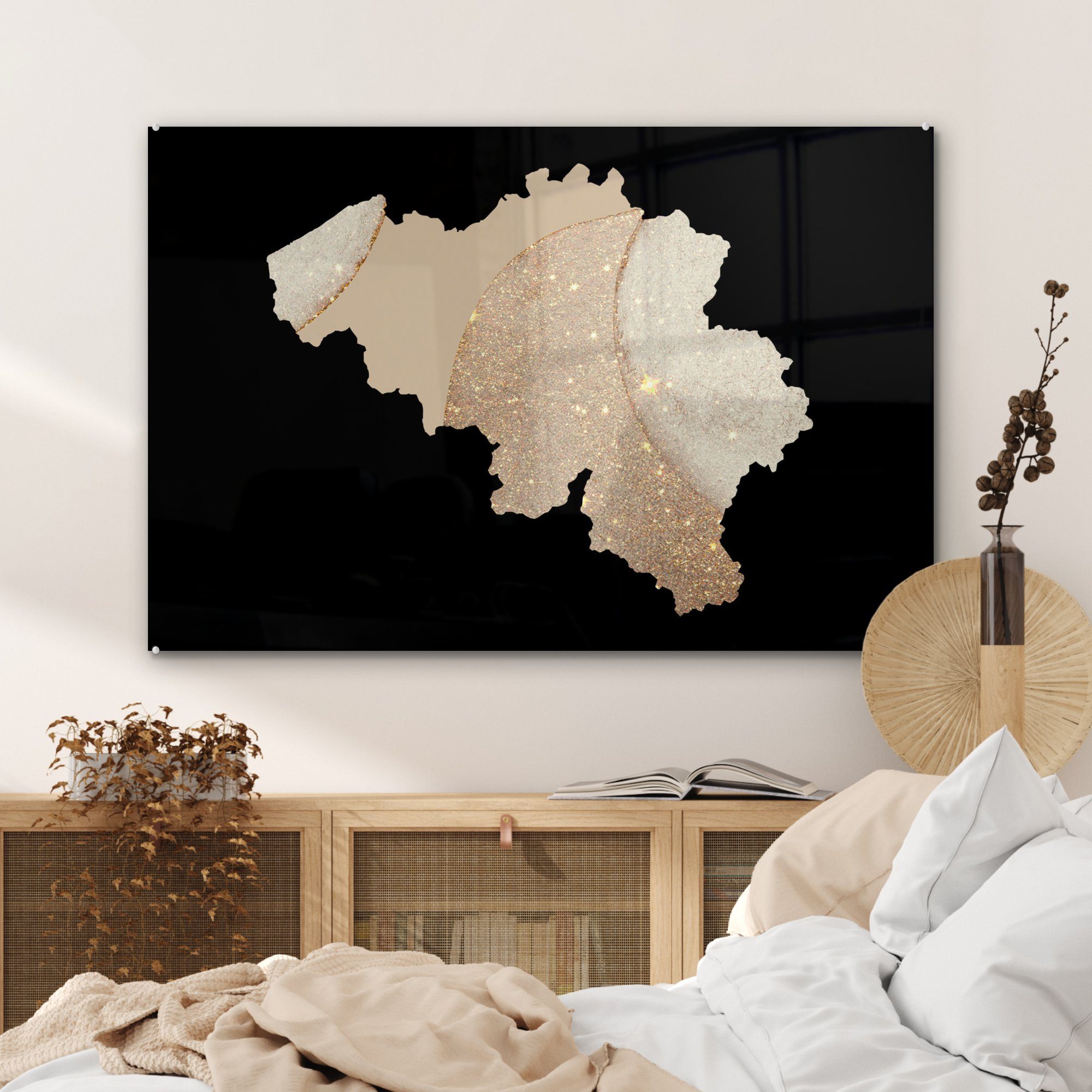 Acrylglasbild Glitter, Acrylglasbilder - - Wohnzimmer Schlafzimmer St), Karte (1 MuchoWow & Belgien