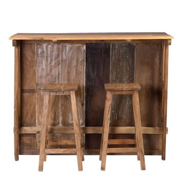 DESIGN DELIGHTS Barschrank BARSCHRANK "ARUBA", 140x110 cm (BxH), Holz Minibar mit 2 Hockern