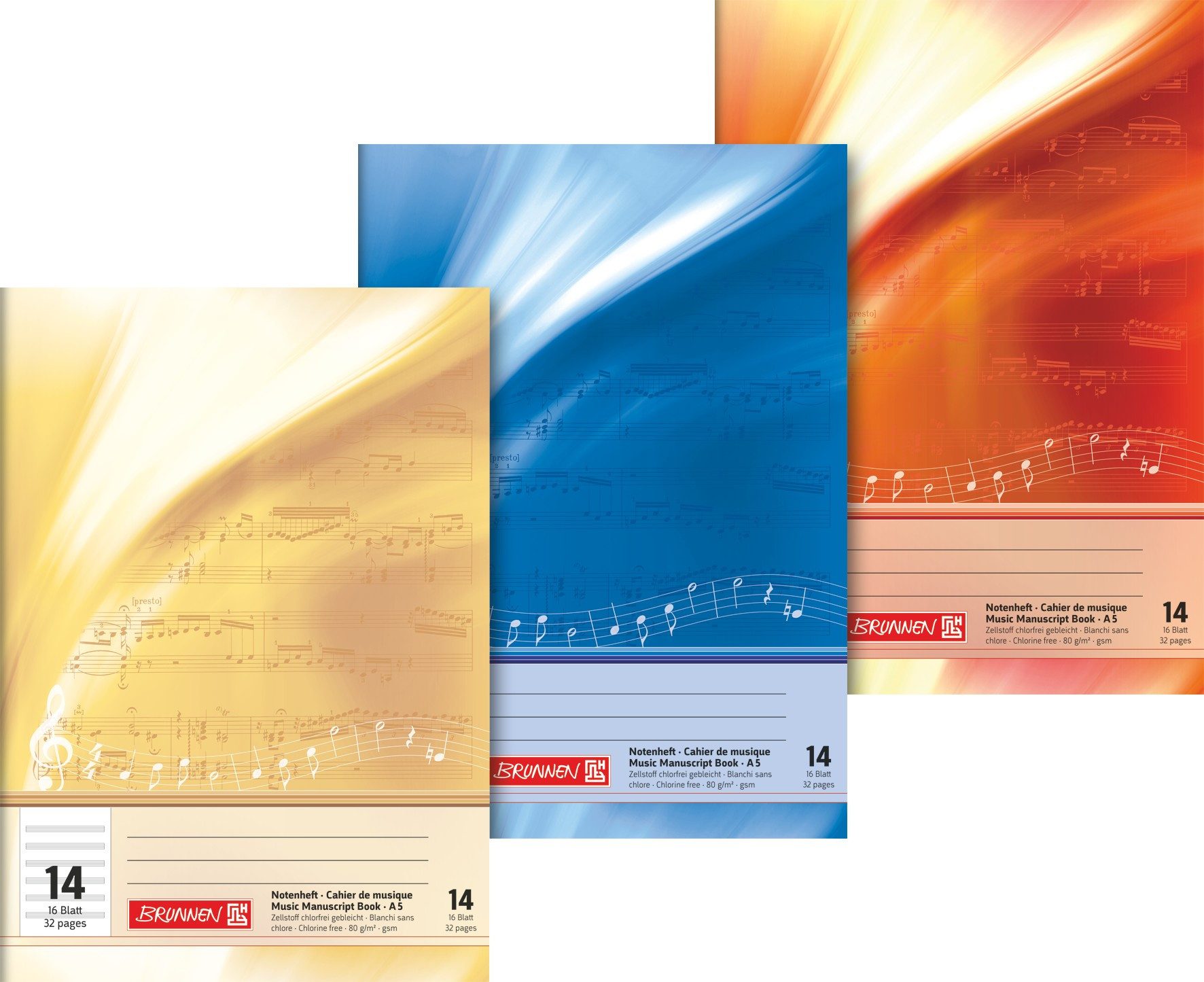 Baier & Schneider Schulheft Notenheft 6-linig Lineatur 14 DIN A5 16 Blatt sortiert