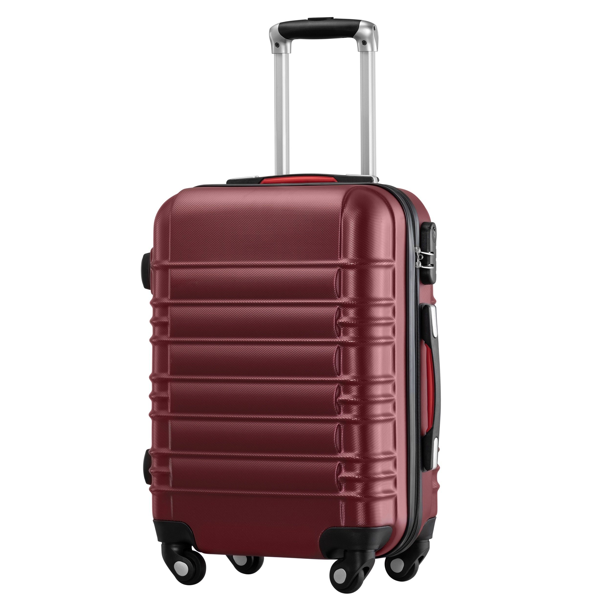 *KOFFER-BARON* Handgepäckkoffer Hartschalenkoffer Premium Kabinnenkoffer Handgepäck ABS, Weinrot | Handgepäck-Koffer